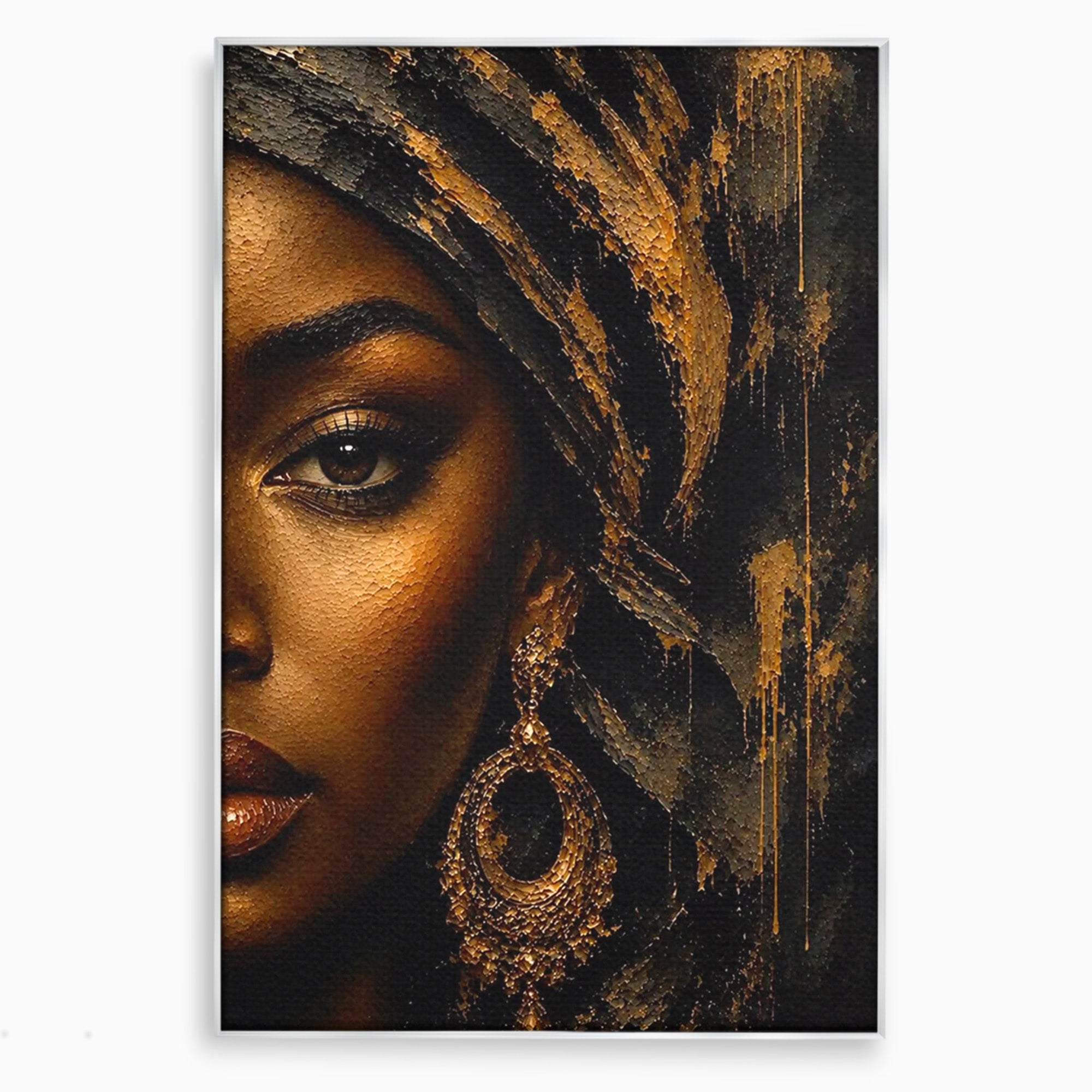 Tablou Canvas Premium LuxCanva® PI1320, Portret Regal African, Turban, Femeie, Eleganta, Arta, Culori Vibrante, Living, Dormitor