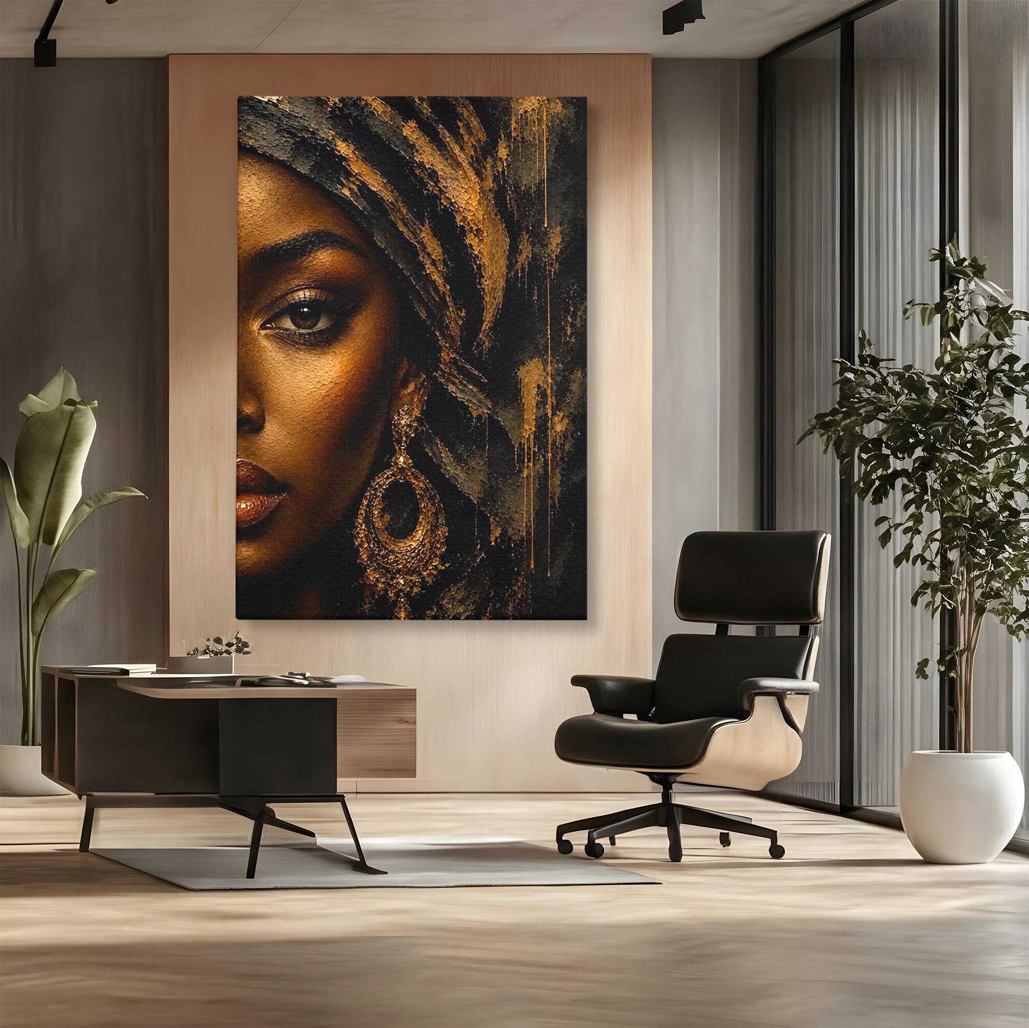 Tablou Canvas Premium LuxCanva® PI1320, Portret Regal African, Turban, Femeie, Eleganta, Arta, Culori Vibrante, Living, Dormitor