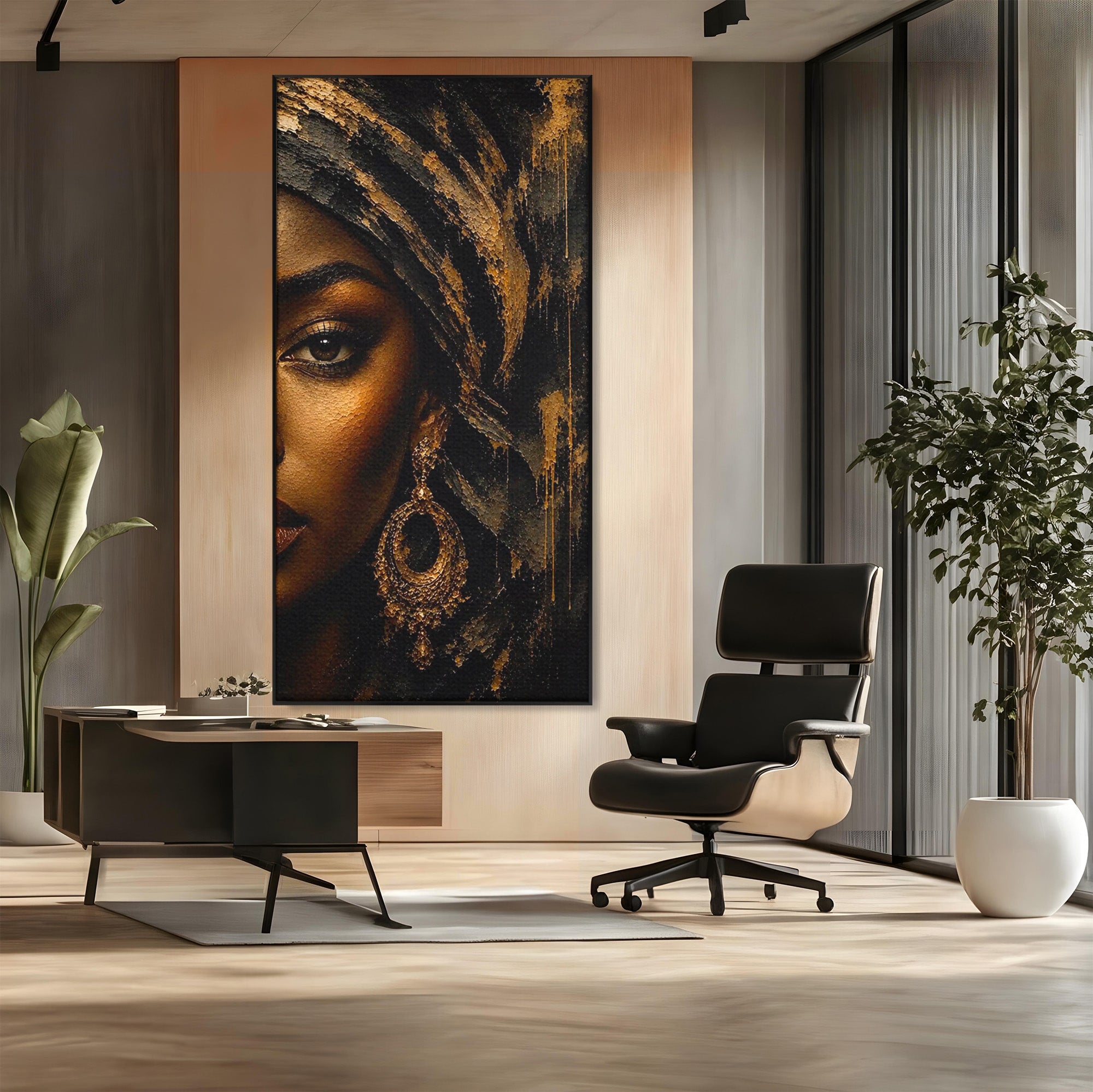 Tablou Canvas Premium LuxCanva® PI1320, Portret Regal African, Turban, Femeie, Eleganta, Arta, Culori Vibrante, Living, Dormitor
