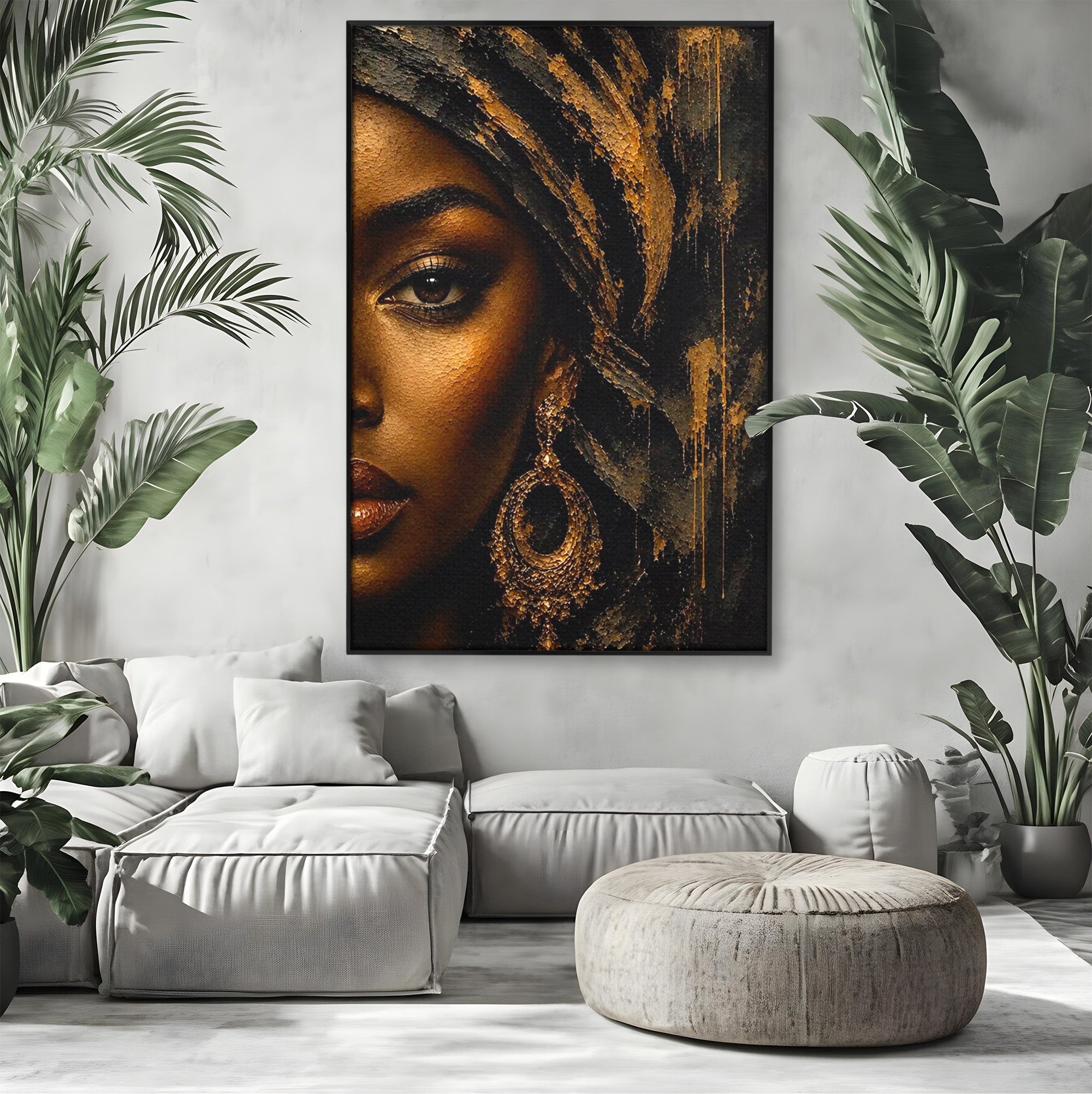 Tablou Canvas Premium LuxCanva® PI1320, Portret Regal African, Turban, Femeie, Eleganta, Arta, Culori Vibrante, Living, Dormitor