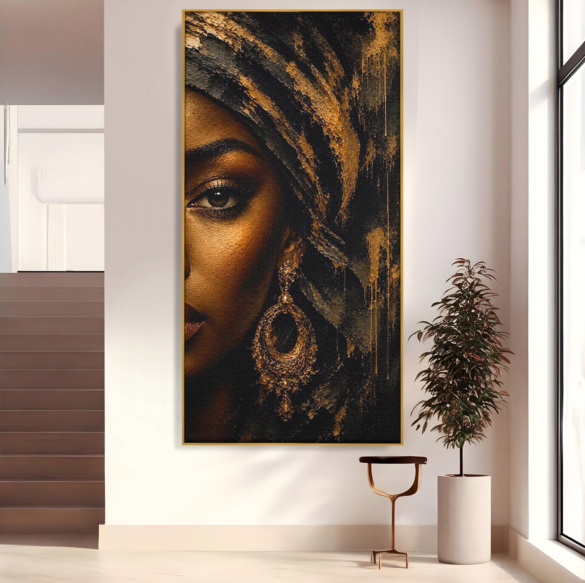Tablou Canvas Premium LuxCanva® PI1320, Portret Regal African, Turban, Femeie, Eleganta, Arta, Culori Vibrante, Living, Dormitor
