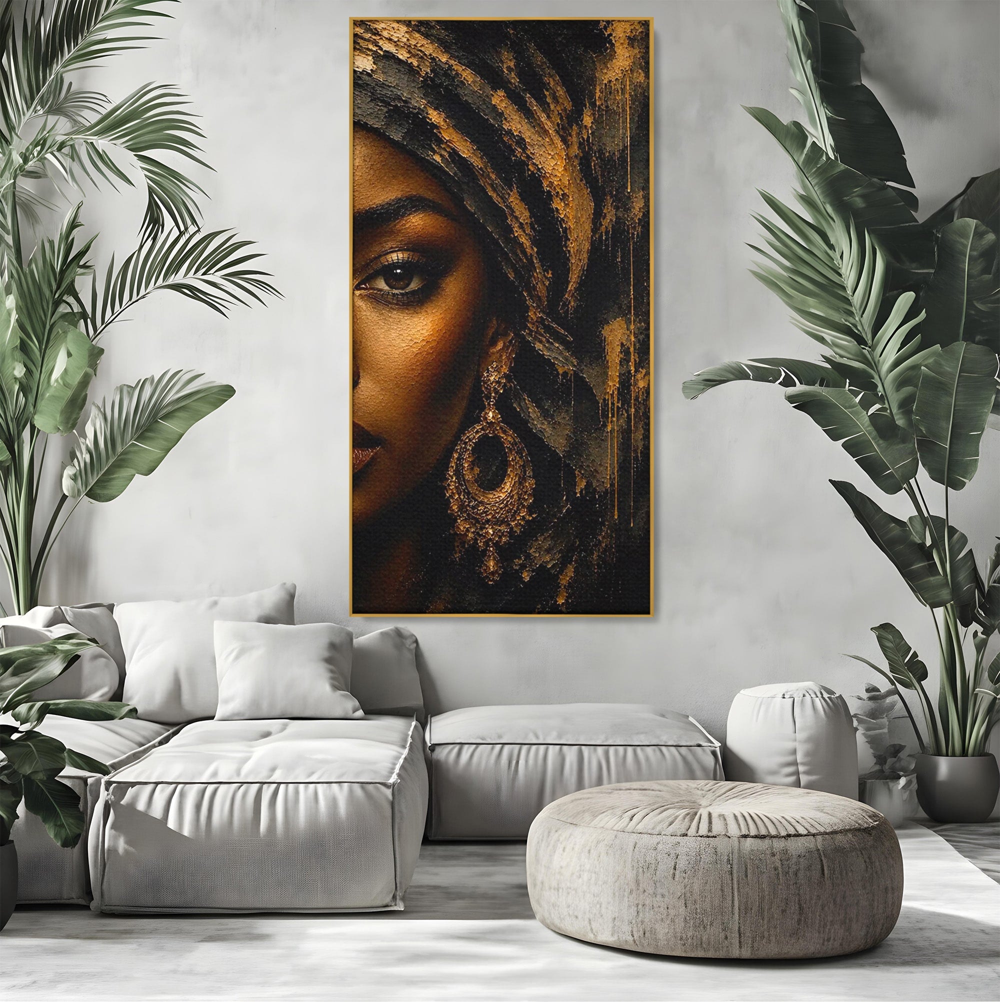 Tablou Canvas Premium LuxCanva® PI1320, Portret Regal African, Turban, Femeie, Eleganta, Arta, Culori Vibrante, Living, Dormitor