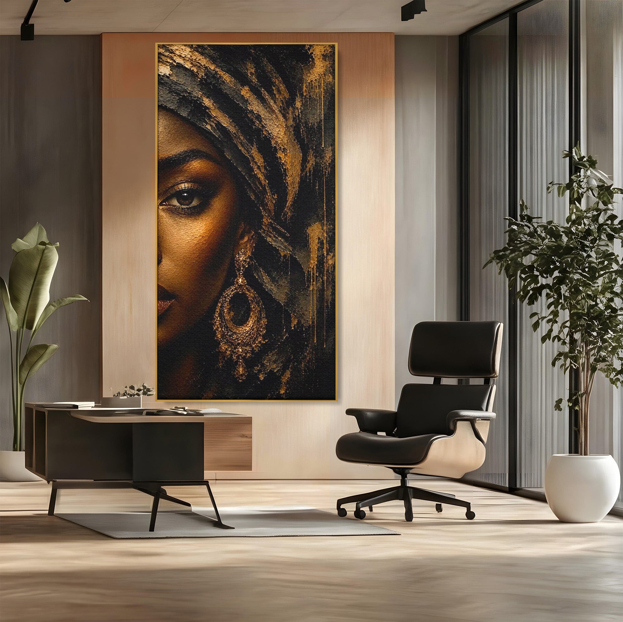 Tablou Canvas Premium LuxCanva® PI1320, Portret Regal African, Turban, Femeie, Eleganta, Arta, Culori Vibrante, Living, Dormitor