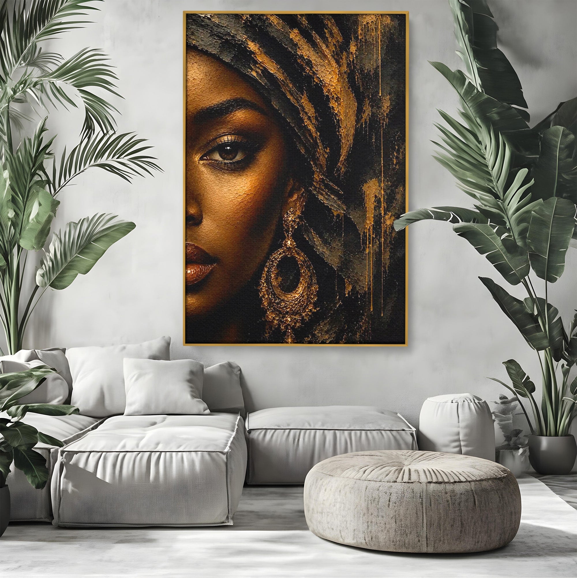 Tablou Canvas Premium LuxCanva® PI1320, Portret Regal African, Turban, Femeie, Eleganta, Arta, Culori Vibrante, Living, Dormitor