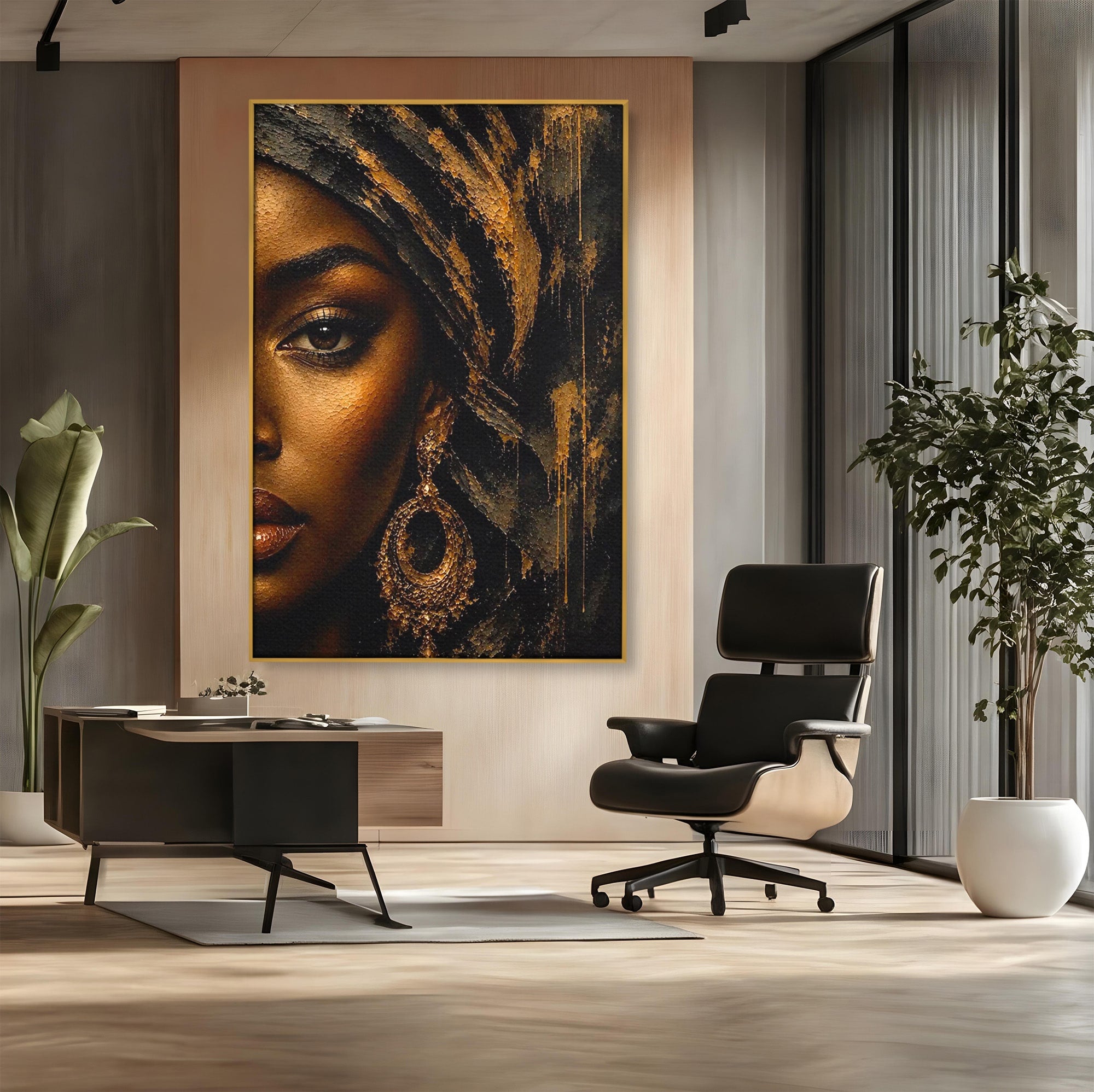Tablou Canvas Premium LuxCanva® PI1320, Portret Regal African, Turban, Femeie, Eleganta, Arta, Culori Vibrante, Living, Dormitor