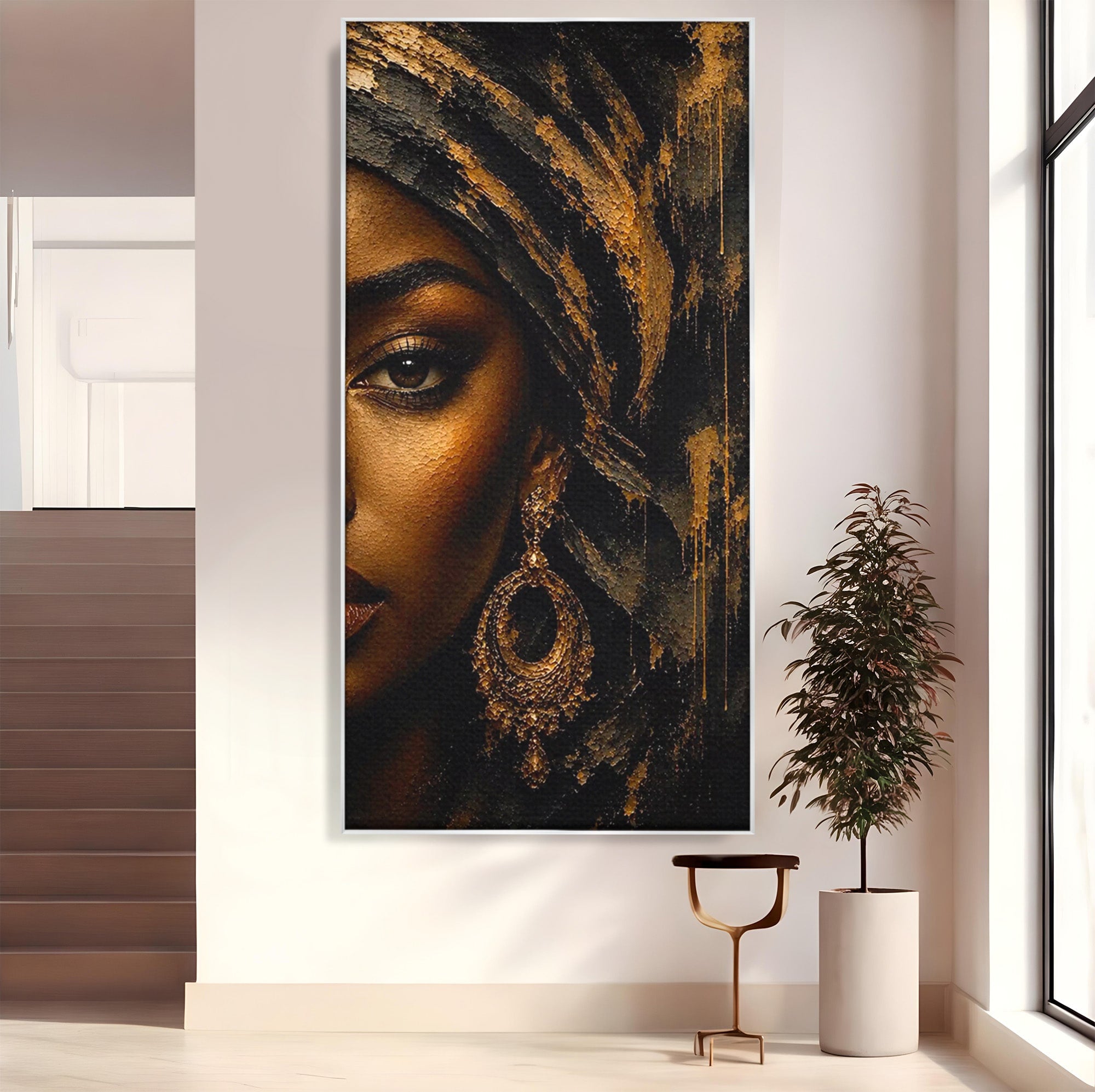Tablou Canvas Premium LuxCanva® PI1320, Portret Regal African, Turban, Femeie, Eleganta, Arta, Culori Vibrante, Living, Dormitor