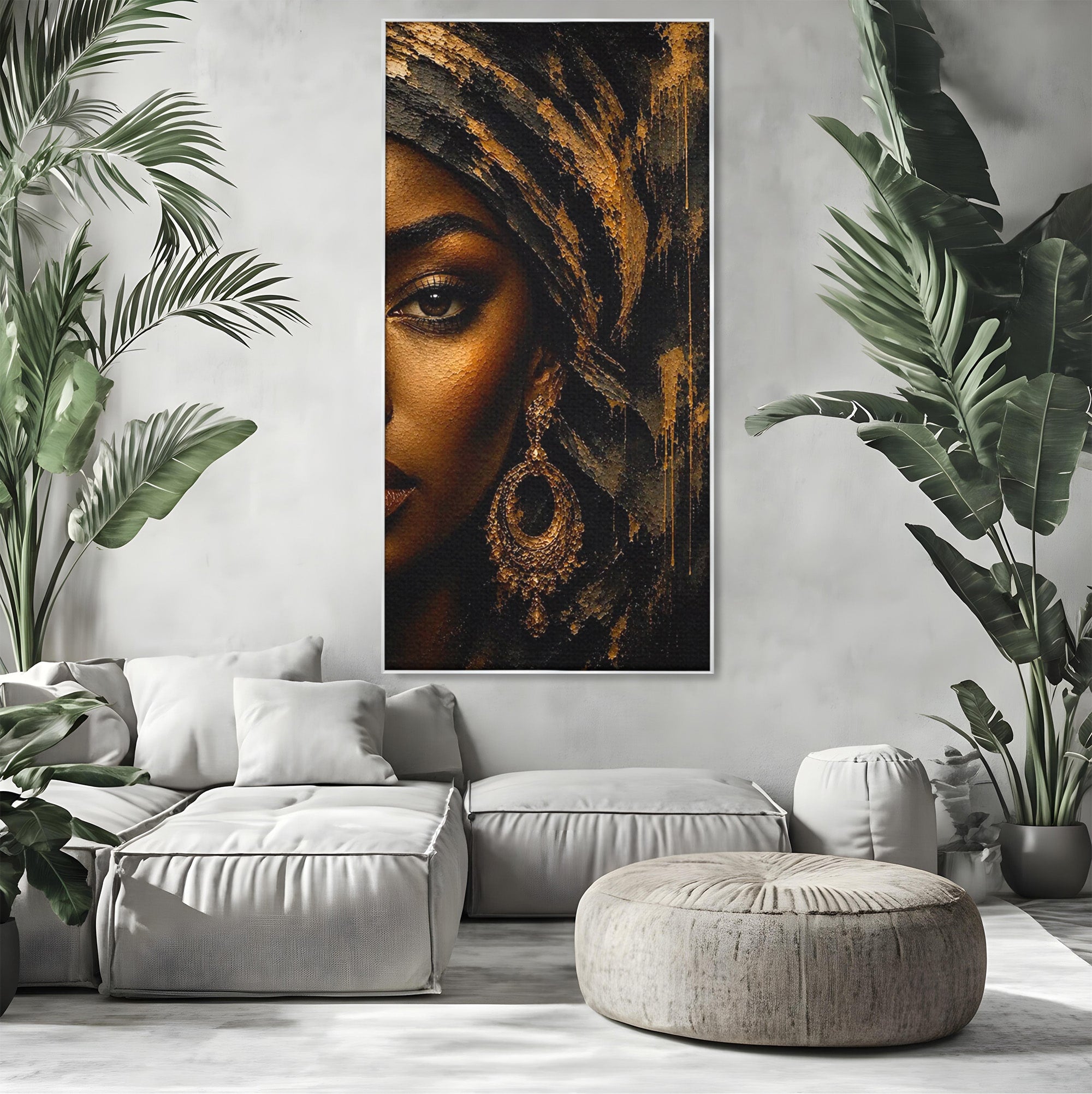 Tablou Canvas Premium LuxCanva® PI1320, Portret Regal African, Turban, Femeie, Eleganta, Arta, Culori Vibrante, Living, Dormitor