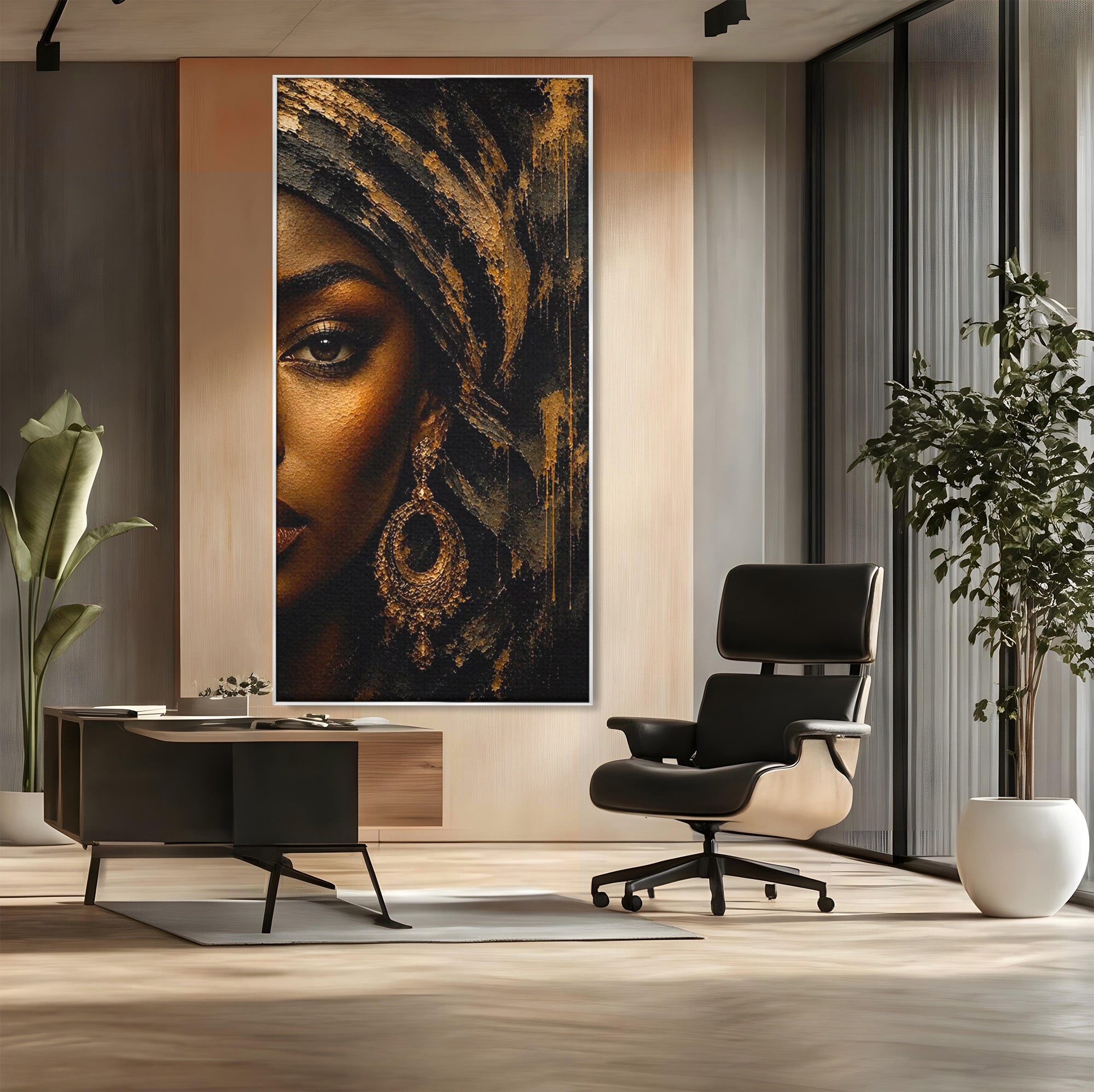 Tablou Canvas Premium LuxCanva® PI1320, Portret Regal African, Turban, Femeie, Eleganta, Arta, Culori Vibrante, Living, Dormitor