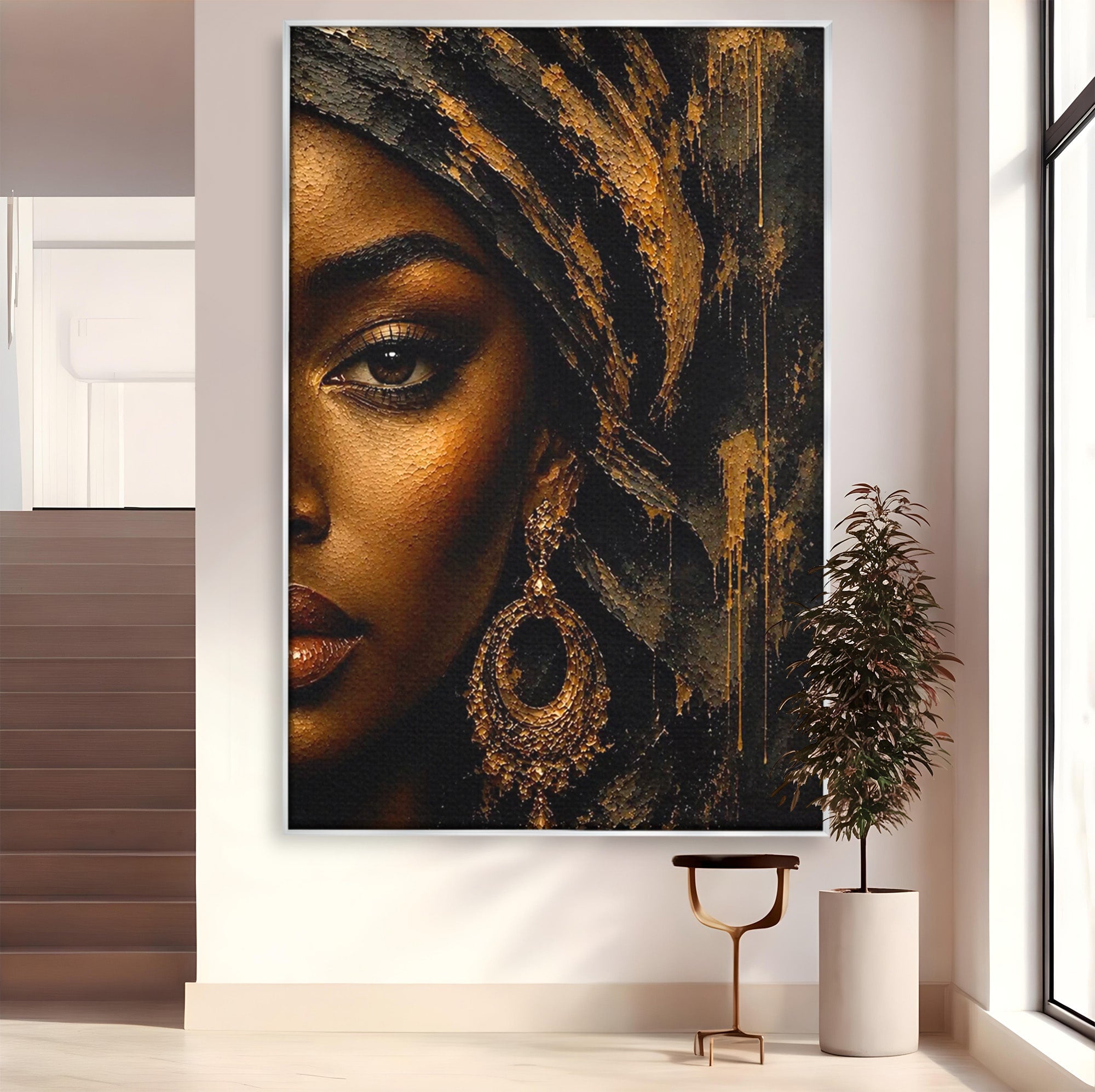 Tablou Canvas Premium LuxCanva® PI1320, Portret Regal African, Turban, Femeie, Eleganta, Arta, Culori Vibrante, Living, Dormitor