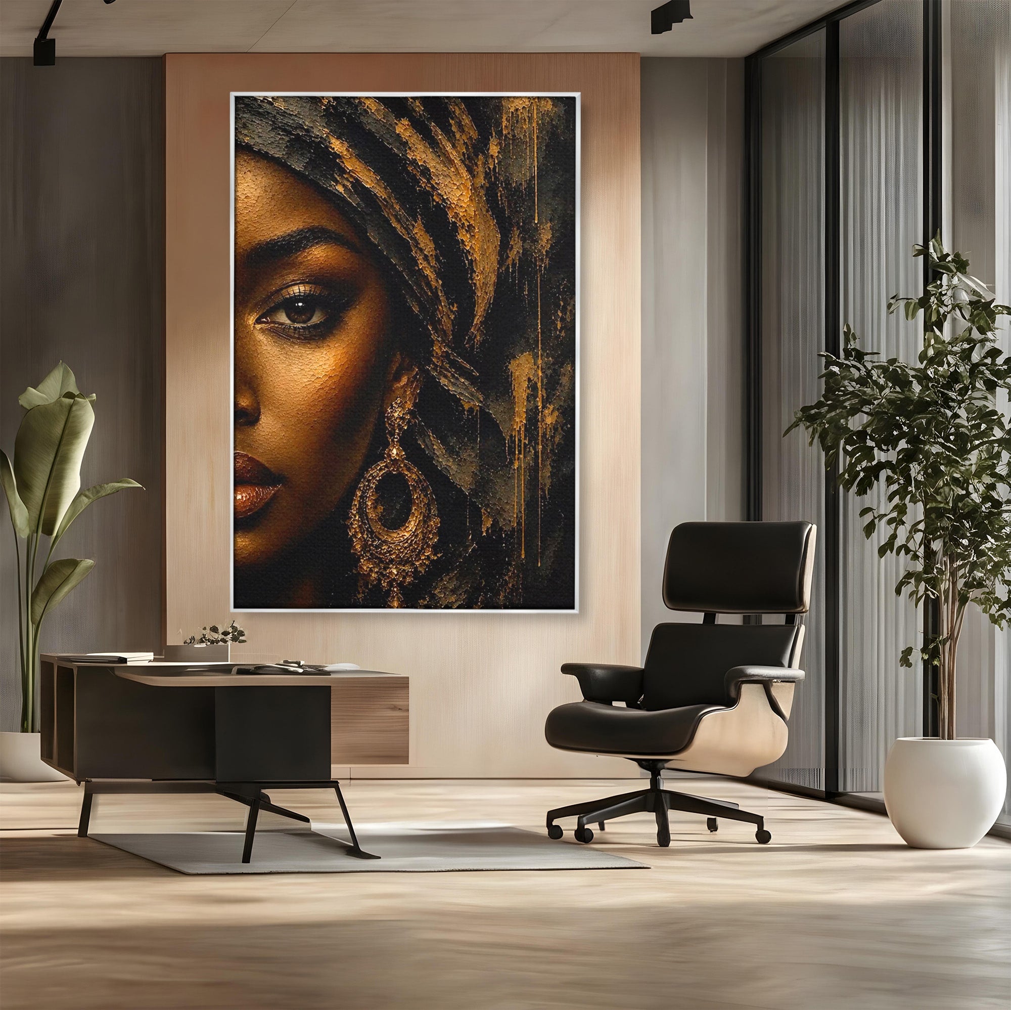 Tablou Canvas Premium LuxCanva® PI1320, Portret Regal African, Turban, Femeie, Eleganta, Arta, Culori Vibrante, Living, Dormitor