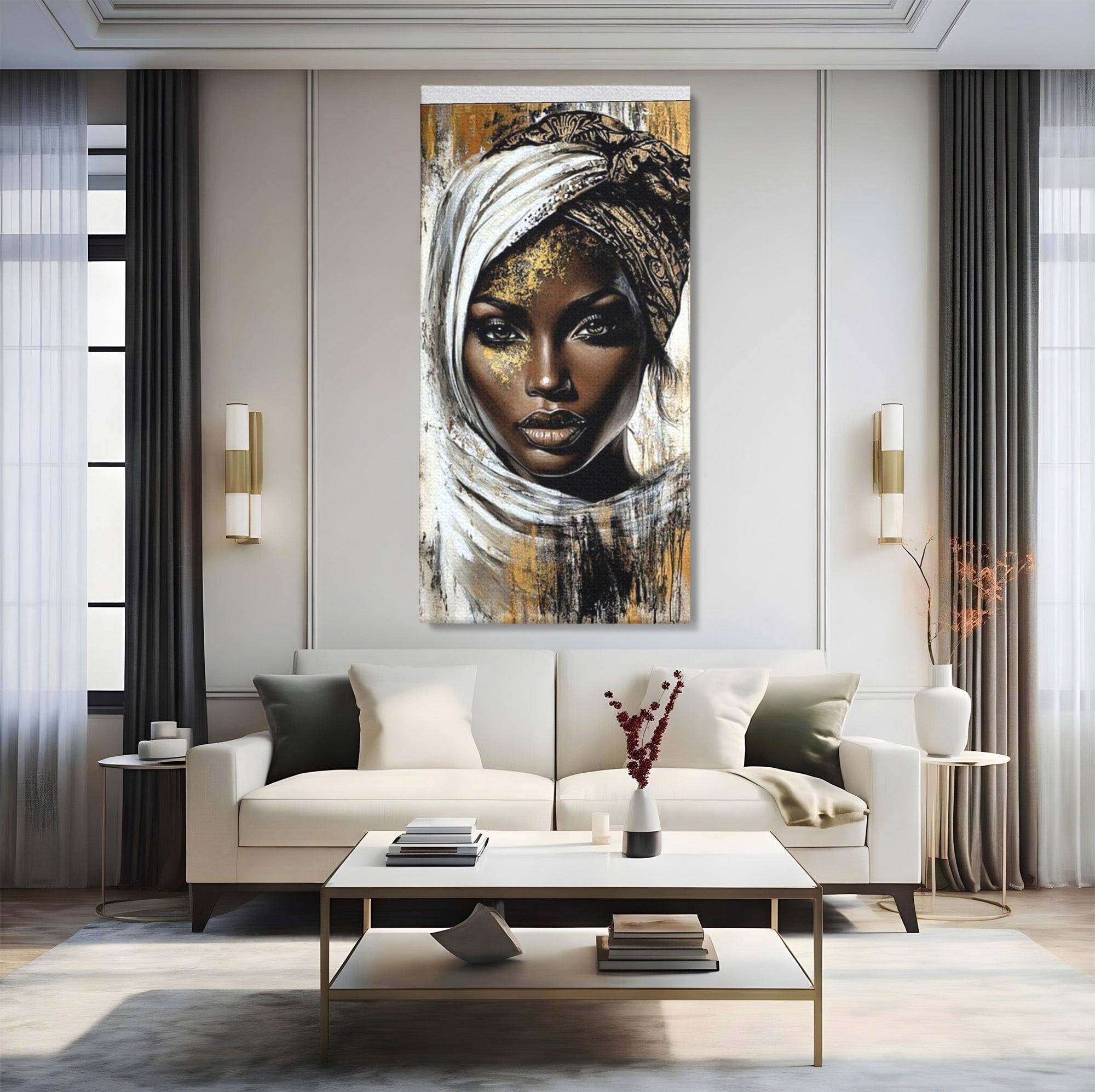 Tablou Canvas Premium LuxCanva® PI1321, Printesa Africii, Privire, Portret, Femeie, Traditional, Eleganta, Arta, Culori Vibrante, Living, Dormitor