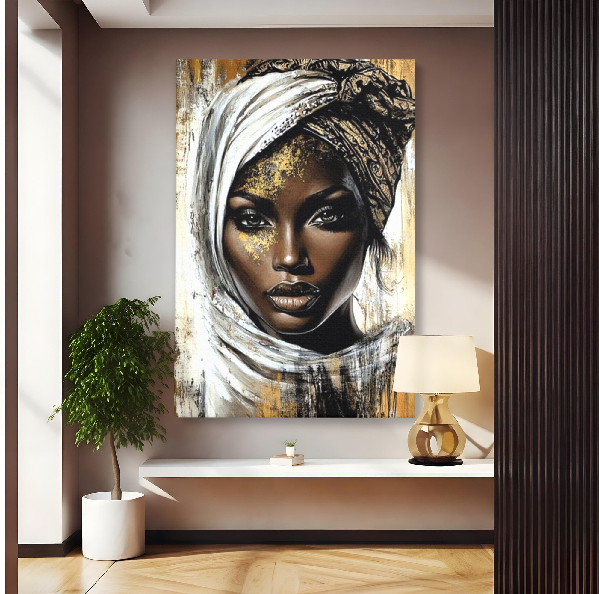 Tablou Canvas Premium LuxCanva® PI1321, Printesa Africii, Privire, Portret, Femeie, Traditional, Eleganta, Arta, Culori Vibrante, Living, Dormitor