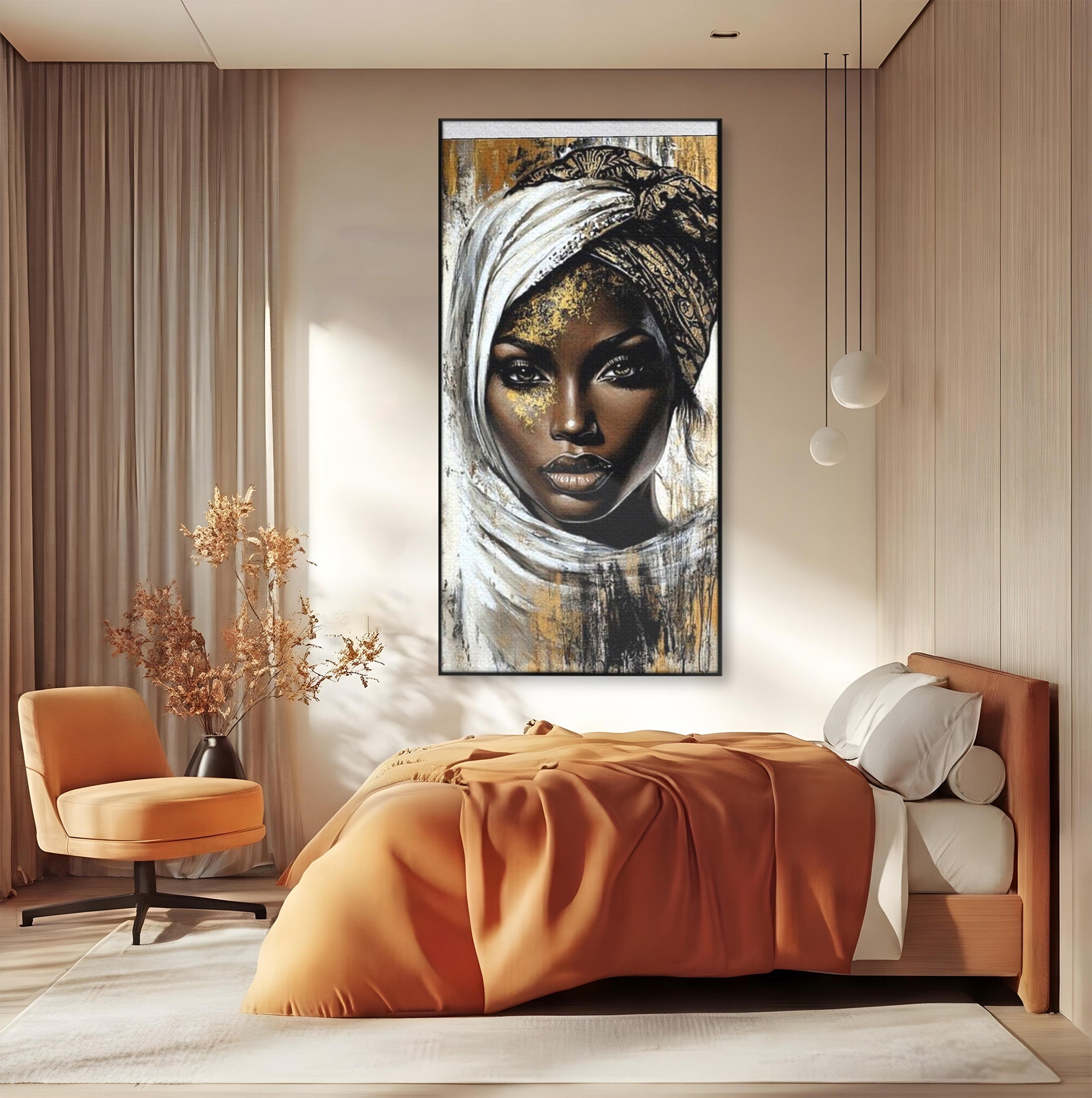 Tablou Canvas Premium LuxCanva® PI1321, Printesa Africii, Privire, Portret, Femeie, Traditional, Eleganta, Arta, Culori Vibrante, Living, Dormitor