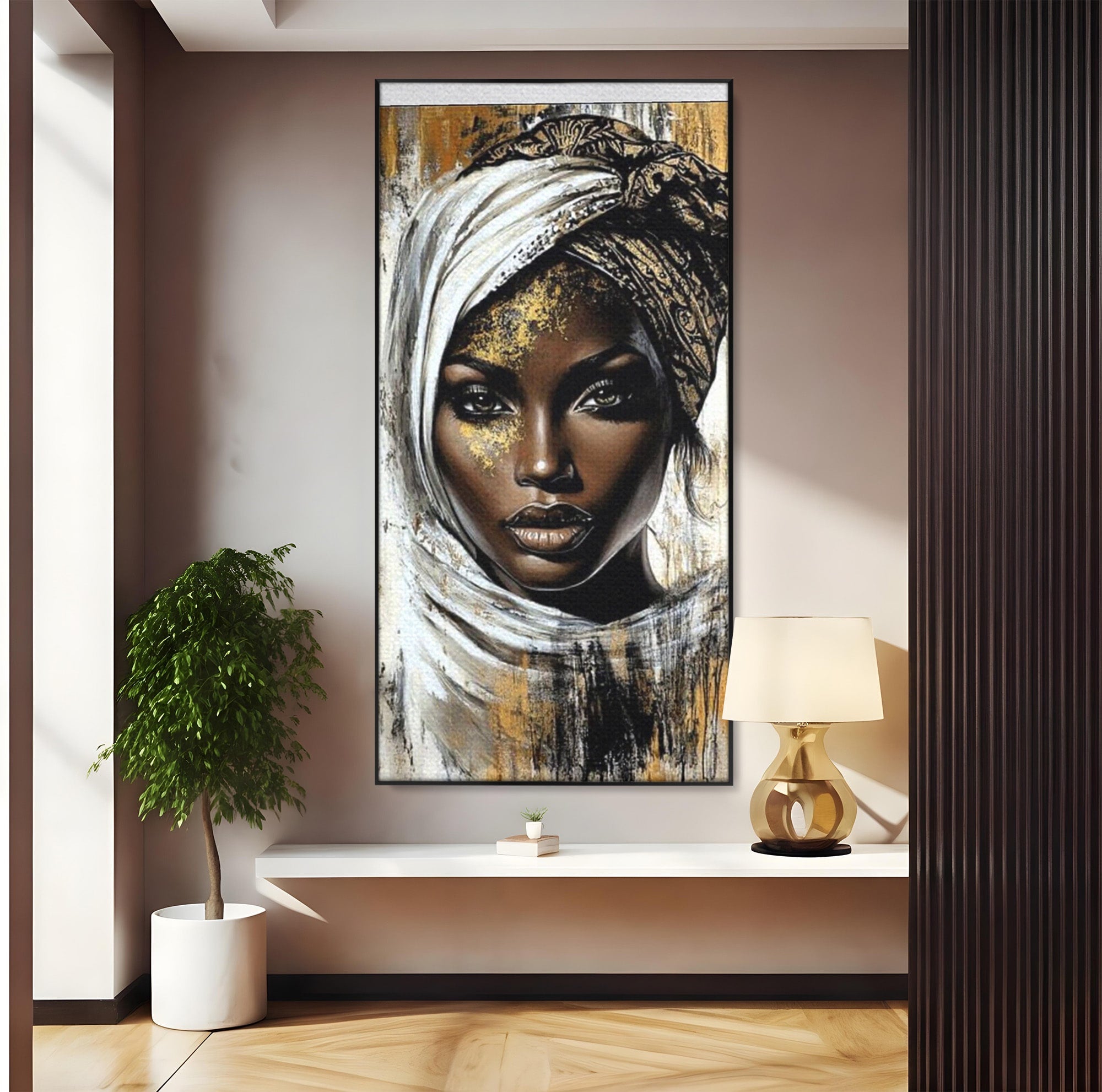 Tablou Canvas Premium LuxCanva® PI1321, Printesa Africii, Privire, Portret, Femeie, Traditional, Eleganta, Arta, Culori Vibrante, Living, Dormitor