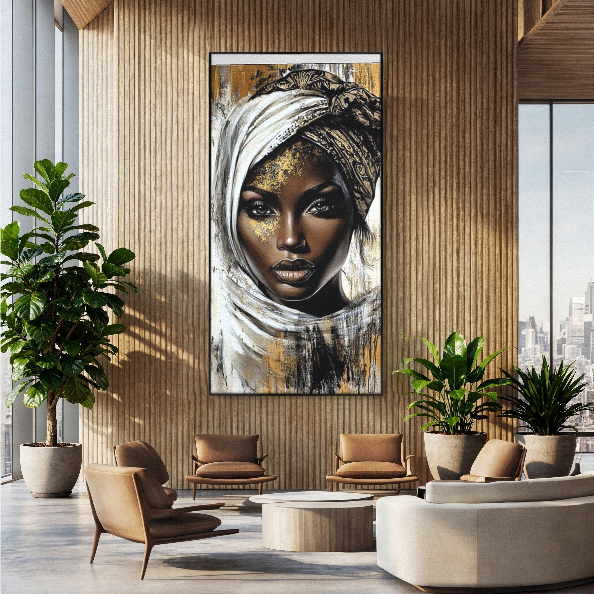 Tablou Canvas Premium LuxCanva® PI1321, Printesa Africii, Privire, Portret, Femeie, Traditional, Eleganta, Arta, Culori Vibrante, Living, Dormitor