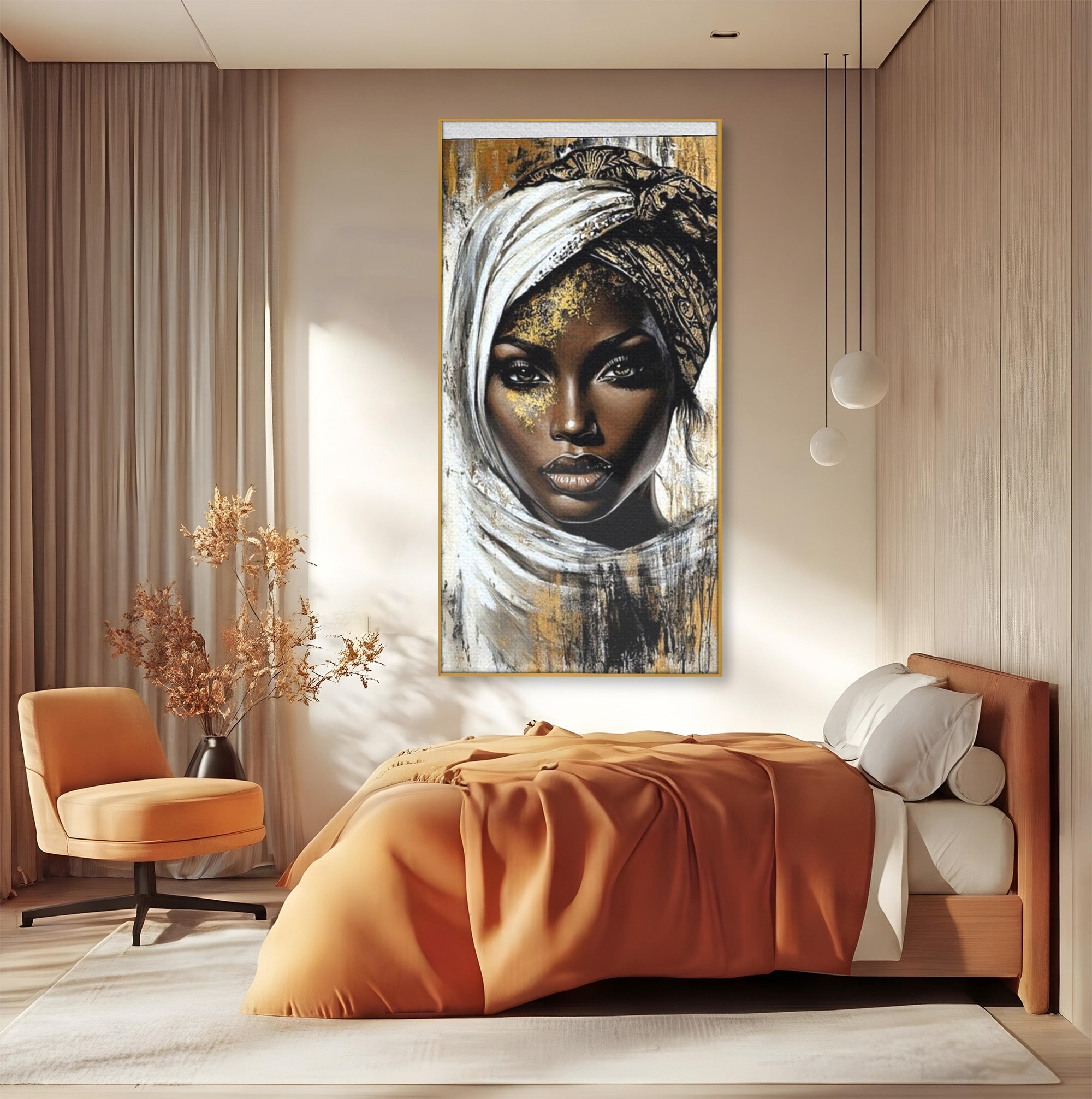 Tablou Canvas Premium LuxCanva® PI1321, Printesa Africii, Privire, Portret, Femeie, Traditional, Eleganta, Arta, Culori Vibrante, Living, Dormitor