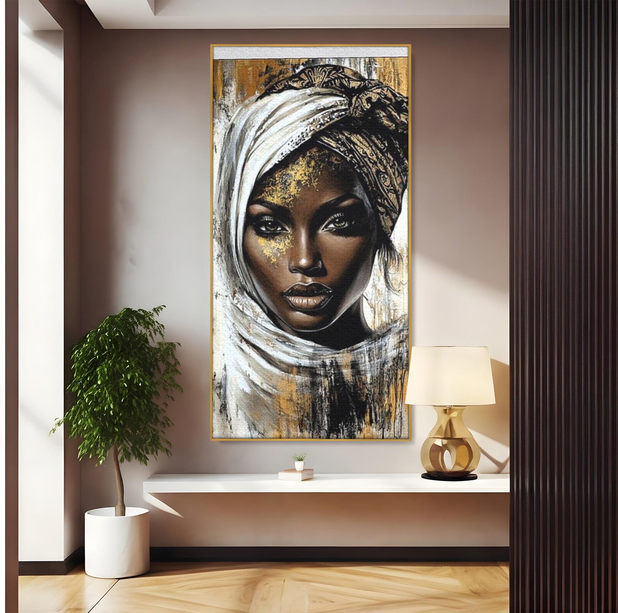 Tablou Canvas Premium LuxCanva® PI1321, Printesa Africii, Privire, Portret, Femeie, Traditional, Eleganta, Arta, Culori Vibrante, Living, Dormitor