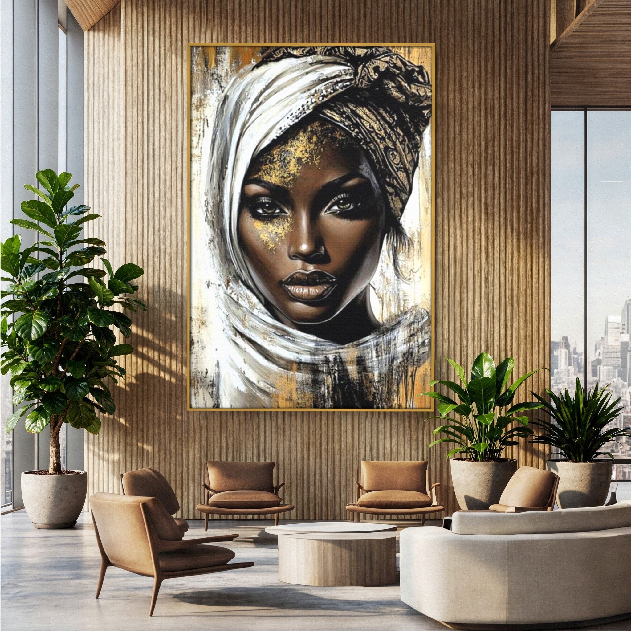 Tablou Canvas Premium LuxCanva® PI1321, Printesa Africii, Privire, Portret, Femeie, Traditional, Eleganta, Arta, Culori Vibrante, Living, Dormitor