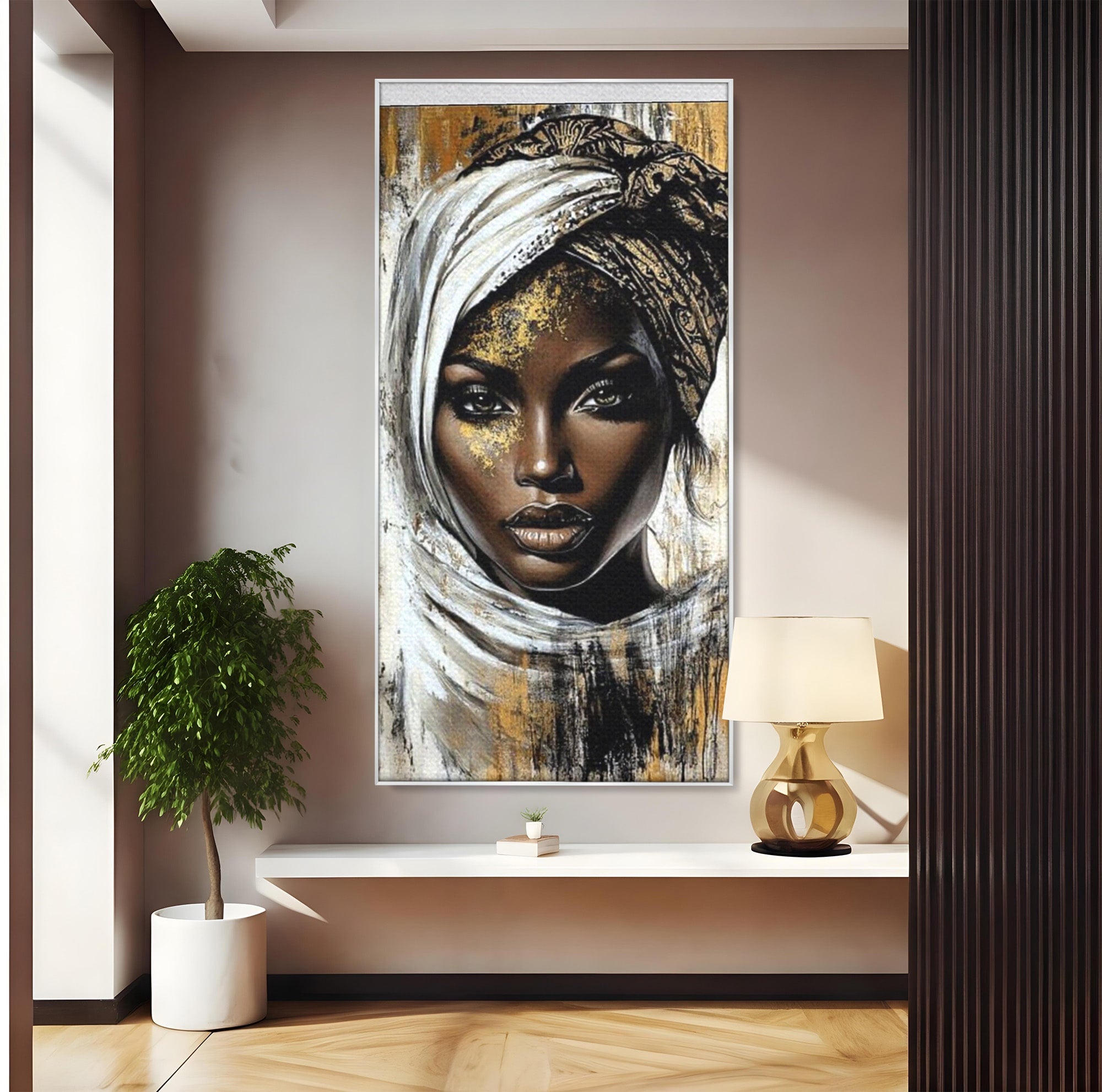 Tablou Canvas Premium LuxCanva® PI1321, Printesa Africii, Privire, Portret, Femeie, Traditional, Eleganta, Arta, Culori Vibrante, Living, Dormitor