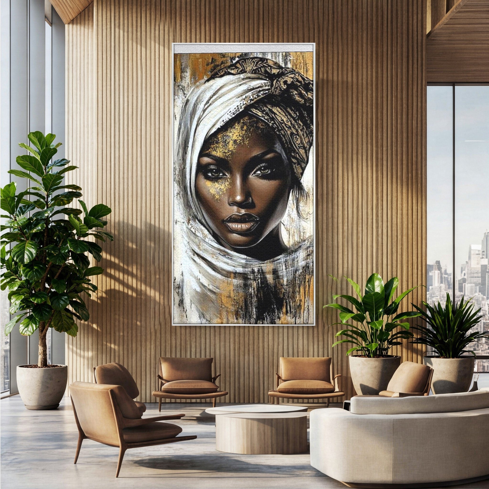 Tablou Canvas Premium LuxCanva® PI1321, Printesa Africii, Privire, Portret, Femeie, Traditional, Eleganta, Arta, Culori Vibrante, Living, Dormitor