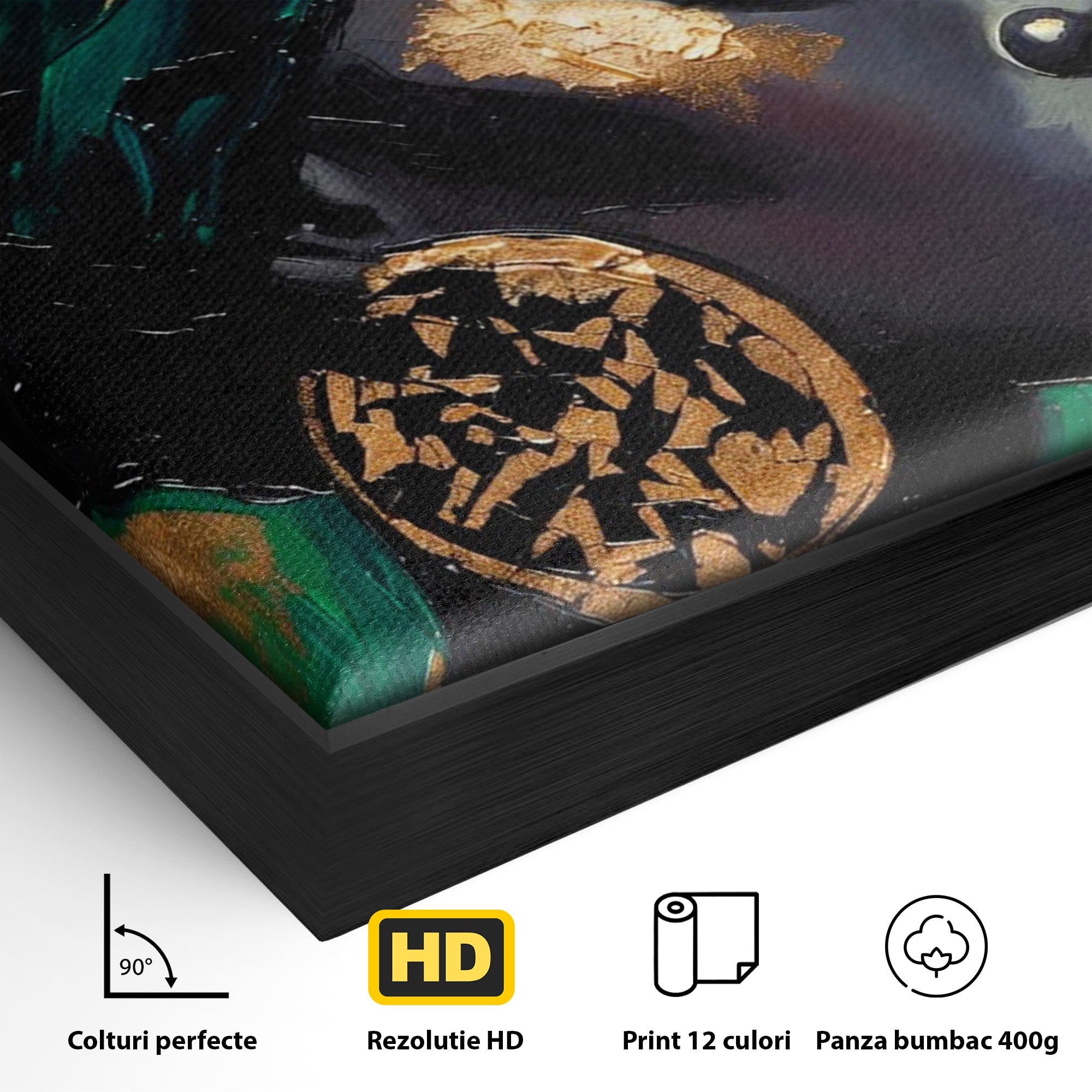 Tablou Canvas Premium LuxCanva® PI1323, Eleganta Verde, Turban, Femeie, African, Cercei, Eleganta, Arta, Culori Vibrante, Living, Dormitor