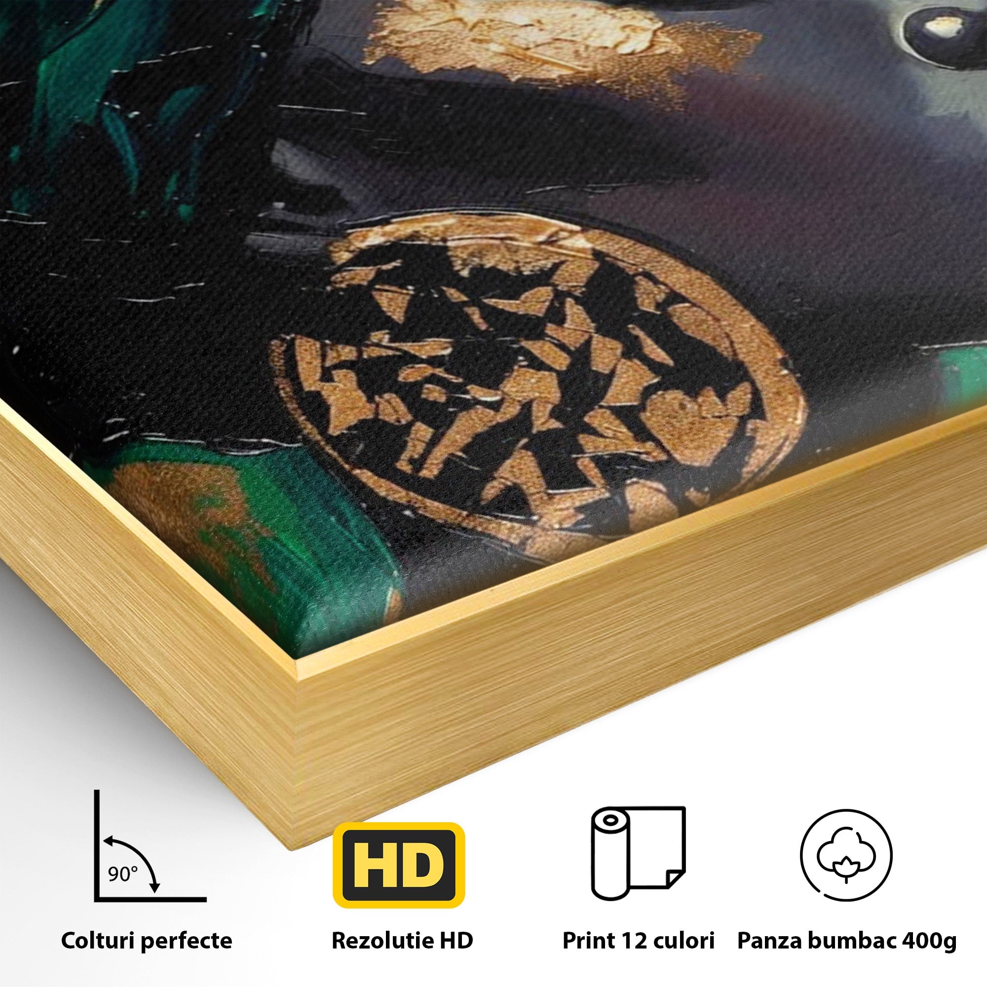 Tablou Canvas Premium LuxCanva® PI1323, Eleganta Verde, Turban, Femeie, African, Cercei, Eleganta, Arta, Culori Vibrante, Living, Dormitor