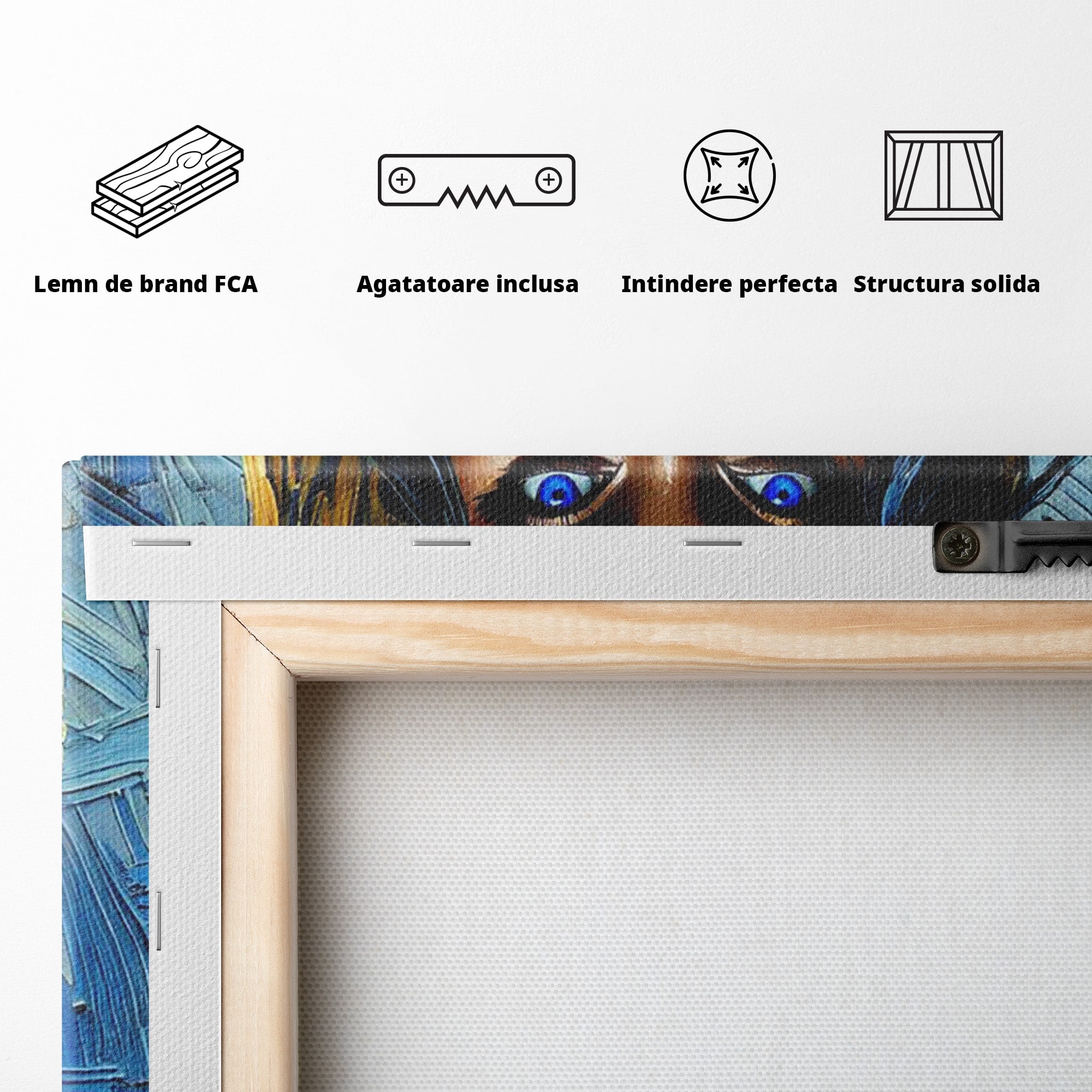 Tablou Canvas Premium LuxCanva® PI1324, Enigma Ochilor Albastri, Portret, Femeie, Arta, Modern, Culori Vibrante, Living, Dormitor