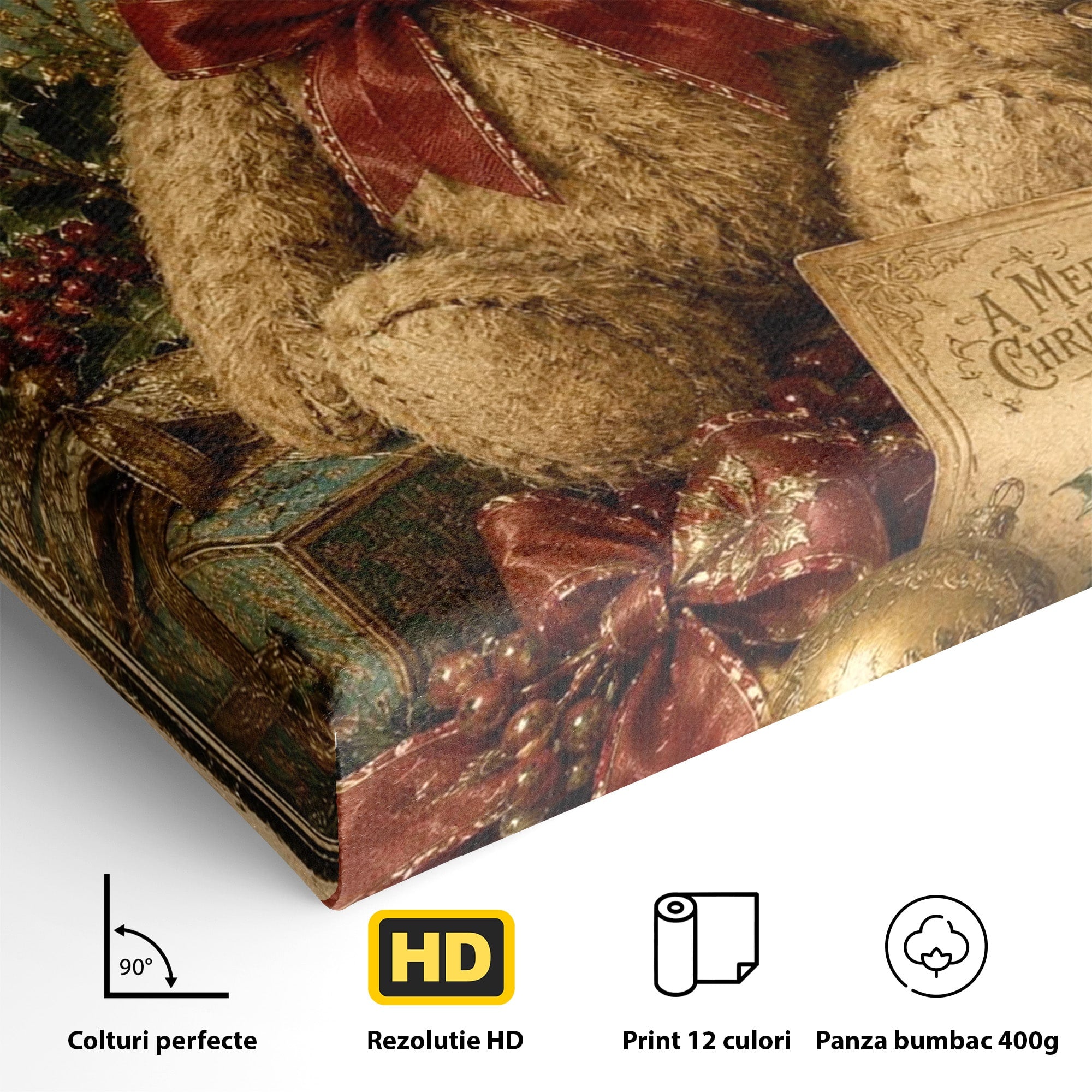 Tablou Canvas Premium LuxCanva® PI1326, Ursuletul De Craciun, Plus, Copilarie, Decoratiuni, Cadouri, Culori Vibrante, Living, Dormitor, Camera Copii