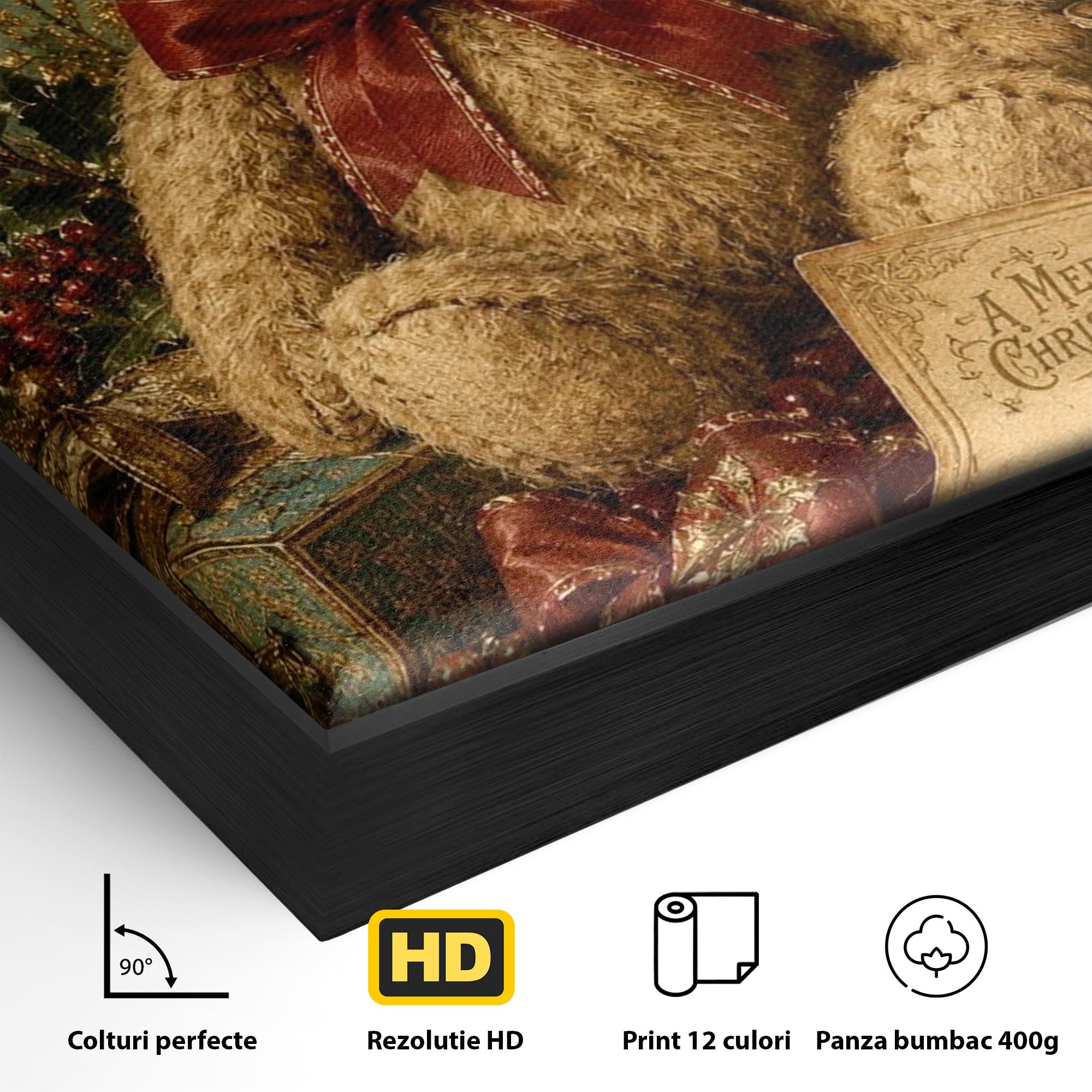 Tablou Canvas Premium LuxCanva® PI1326, Ursuletul De Craciun, Plus, Copilarie, Decoratiuni, Cadouri, Culori Vibrante, Living, Dormitor, Camera Copii