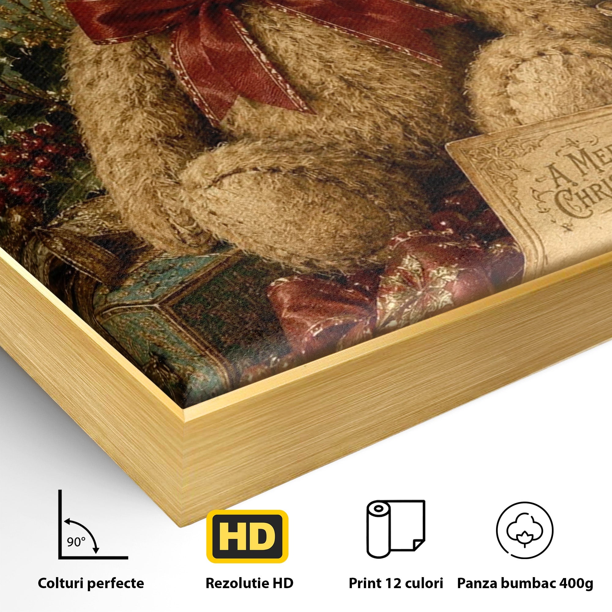 Tablou Canvas Premium LuxCanva® PI1326, Ursuletul De Craciun, Plus, Copilarie, Decoratiuni, Cadouri, Culori Vibrante, Living, Dormitor, Camera Copii