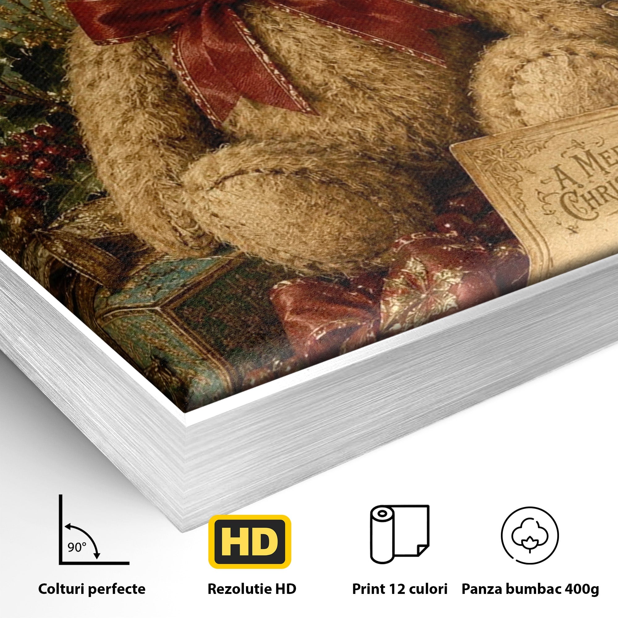 Tablou Canvas Premium LuxCanva® PI1326, Ursuletul De Craciun, Plus, Copilarie, Decoratiuni, Cadouri, Culori Vibrante, Living, Dormitor, Camera Copii