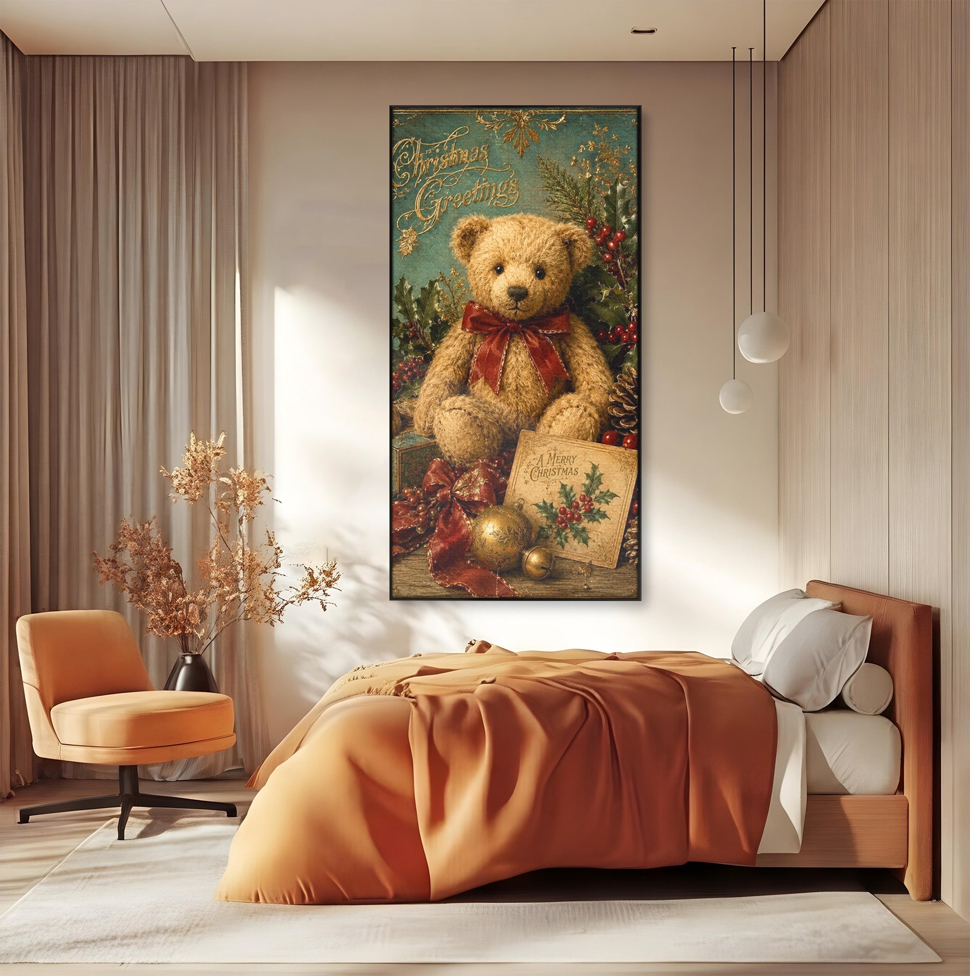 Tablou Canvas Premium LuxCanva® PI1326, Ursuletul De Craciun, Plus, Copilarie, Decoratiuni, Cadouri, Culori Vibrante, Living, Dormitor, Camera Copii