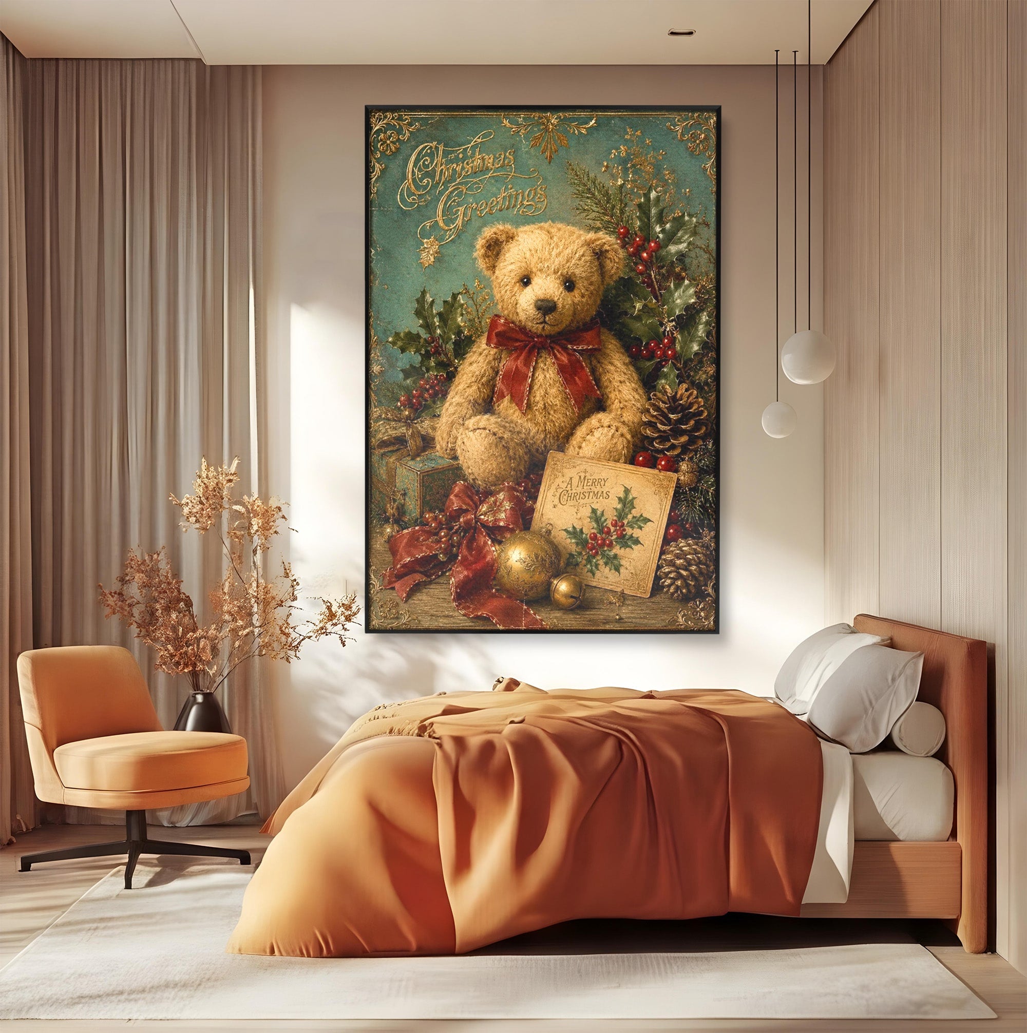 Tablou Canvas Premium LuxCanva® PI1326, Ursuletul De Craciun, Plus, Copilarie, Decoratiuni, Cadouri, Culori Vibrante, Living, Dormitor, Camera Copii