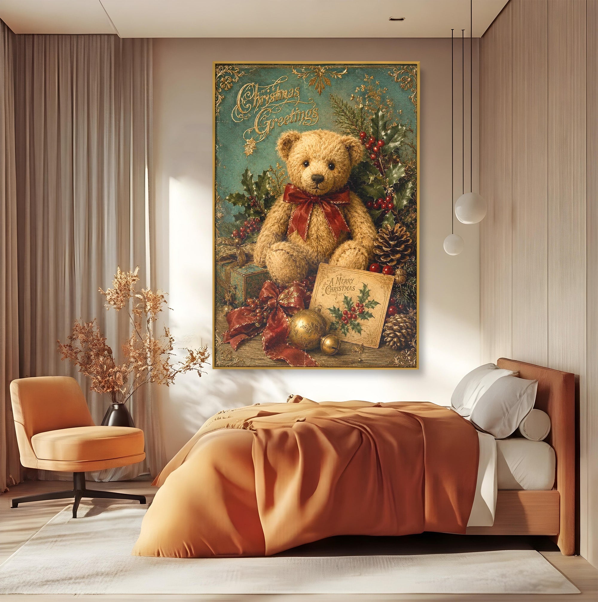 Tablou Canvas Premium LuxCanva® PI1326, Ursuletul De Craciun, Plus, Copilarie, Decoratiuni, Cadouri, Culori Vibrante, Living, Dormitor, Camera Copii