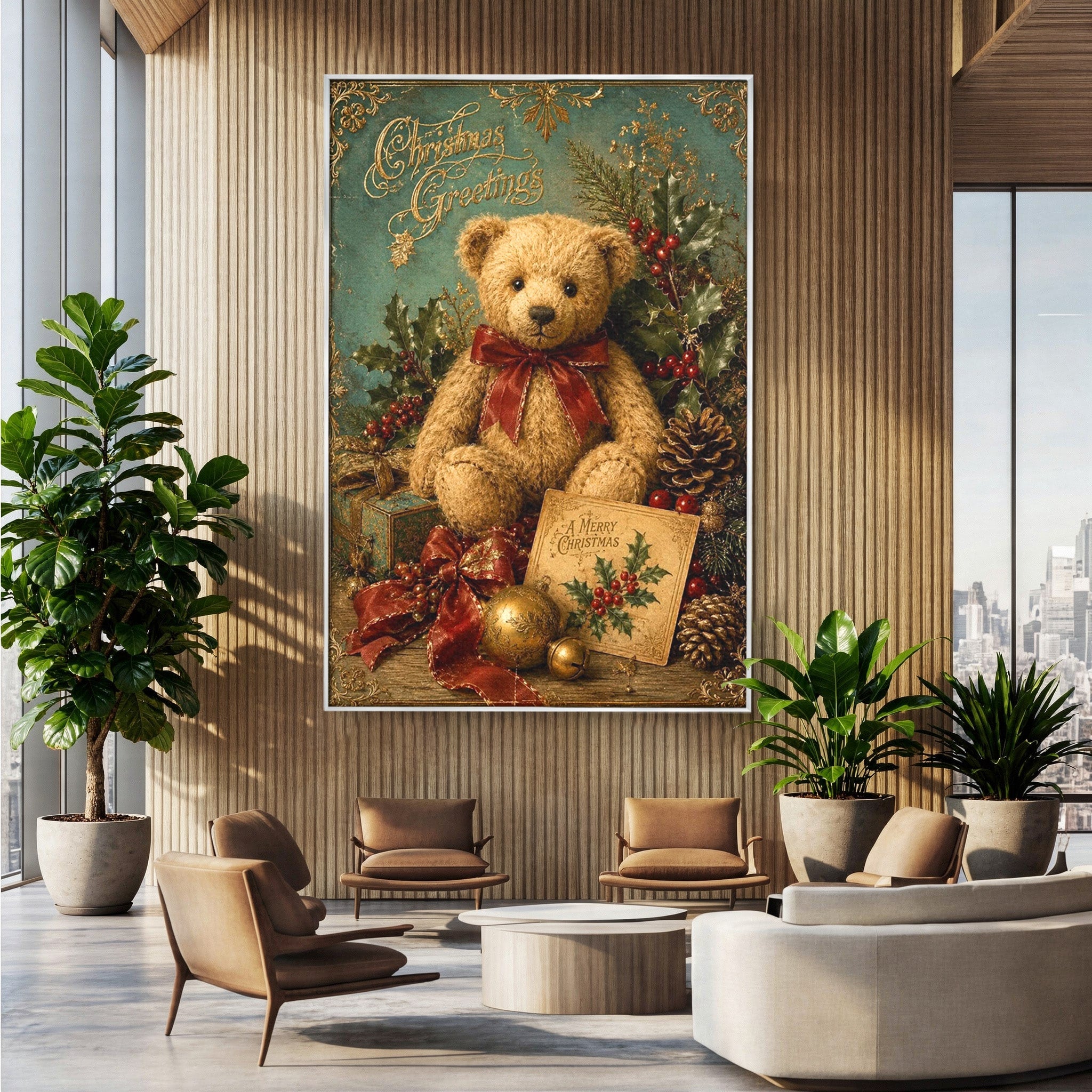 Tablou Canvas Premium LuxCanva® PI1326, Ursuletul De Craciun, Plus, Copilarie, Decoratiuni, Cadouri, Culori Vibrante, Living, Dormitor, Camera Copii