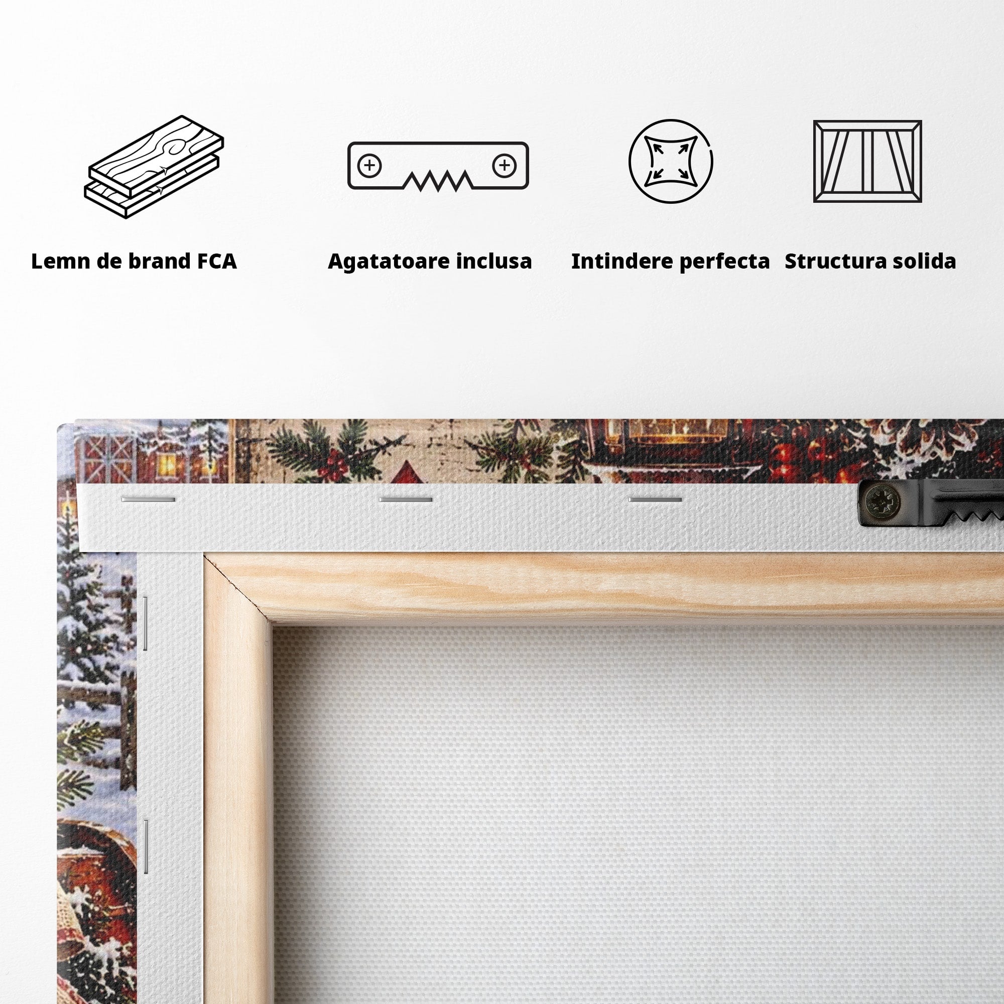 Tablou Canvas Premium LuxCanva® PI1327, Sania De Craciun, Patura, Iarna, Decor, Santa, Festiv, Culori Vibrante, Living, Dormitor