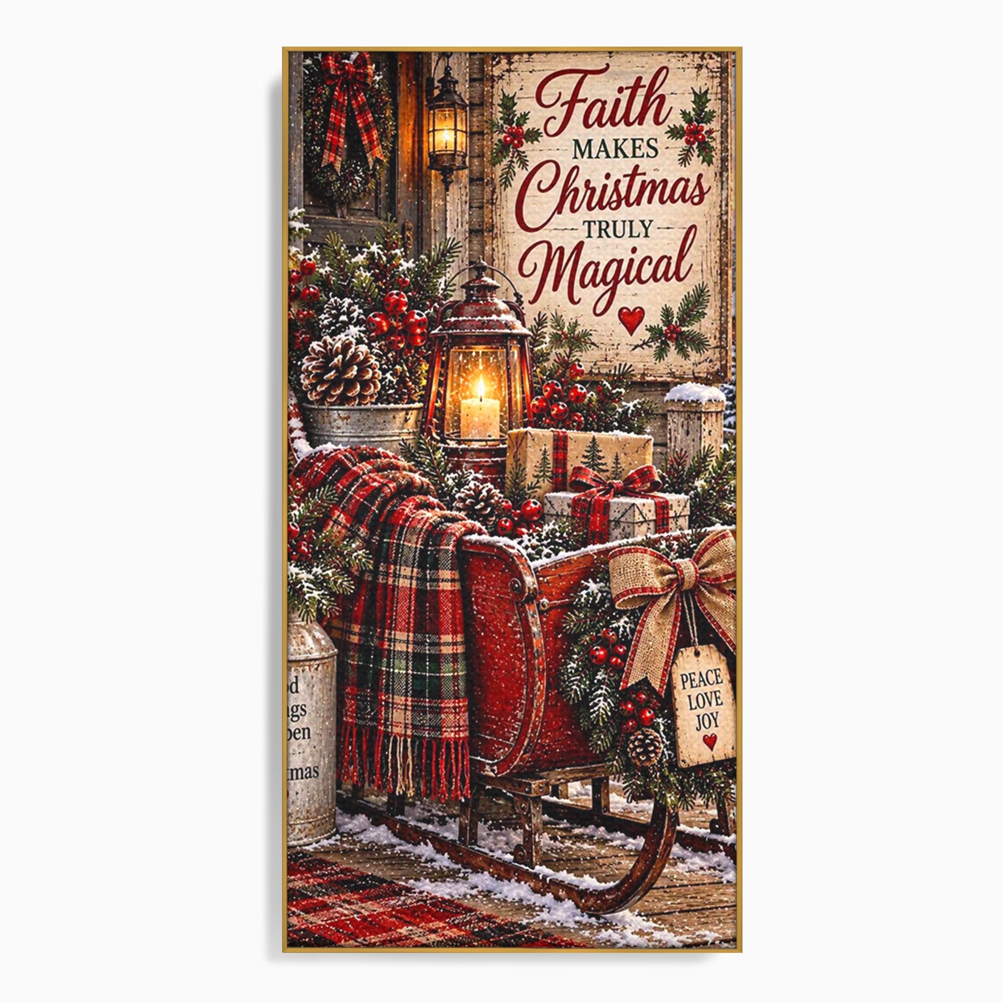 Tablou Canvas Premium LuxCanva® PI1327, Sania De Craciun, Patura, Iarna, Decor, Santa, Festiv, Culori Vibrante, Living, Dormitor