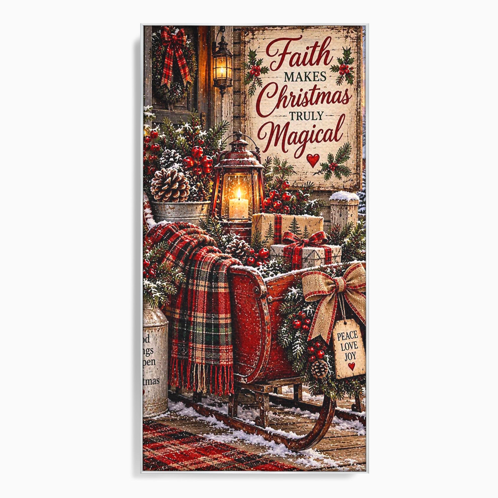 Tablou Canvas Premium LuxCanva® PI1327, Sania De Craciun, Patura, Iarna, Decor, Santa, Festiv, Culori Vibrante, Living, Dormitor