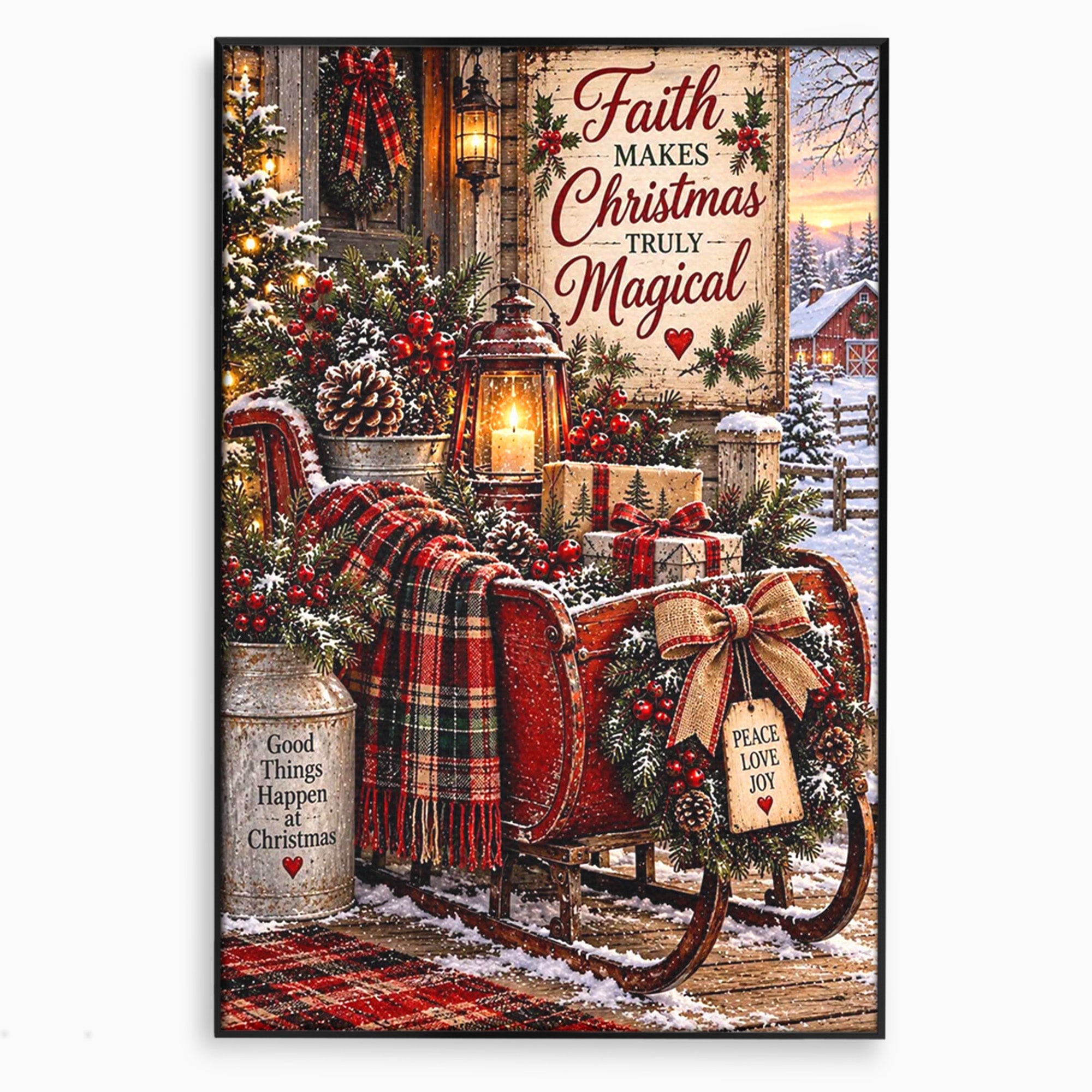 Tablou Canvas Premium LuxCanva® PI1327, Sania De Craciun, Patura, Iarna, Decor, Santa, Festiv, Culori Vibrante, Living, Dormitor
