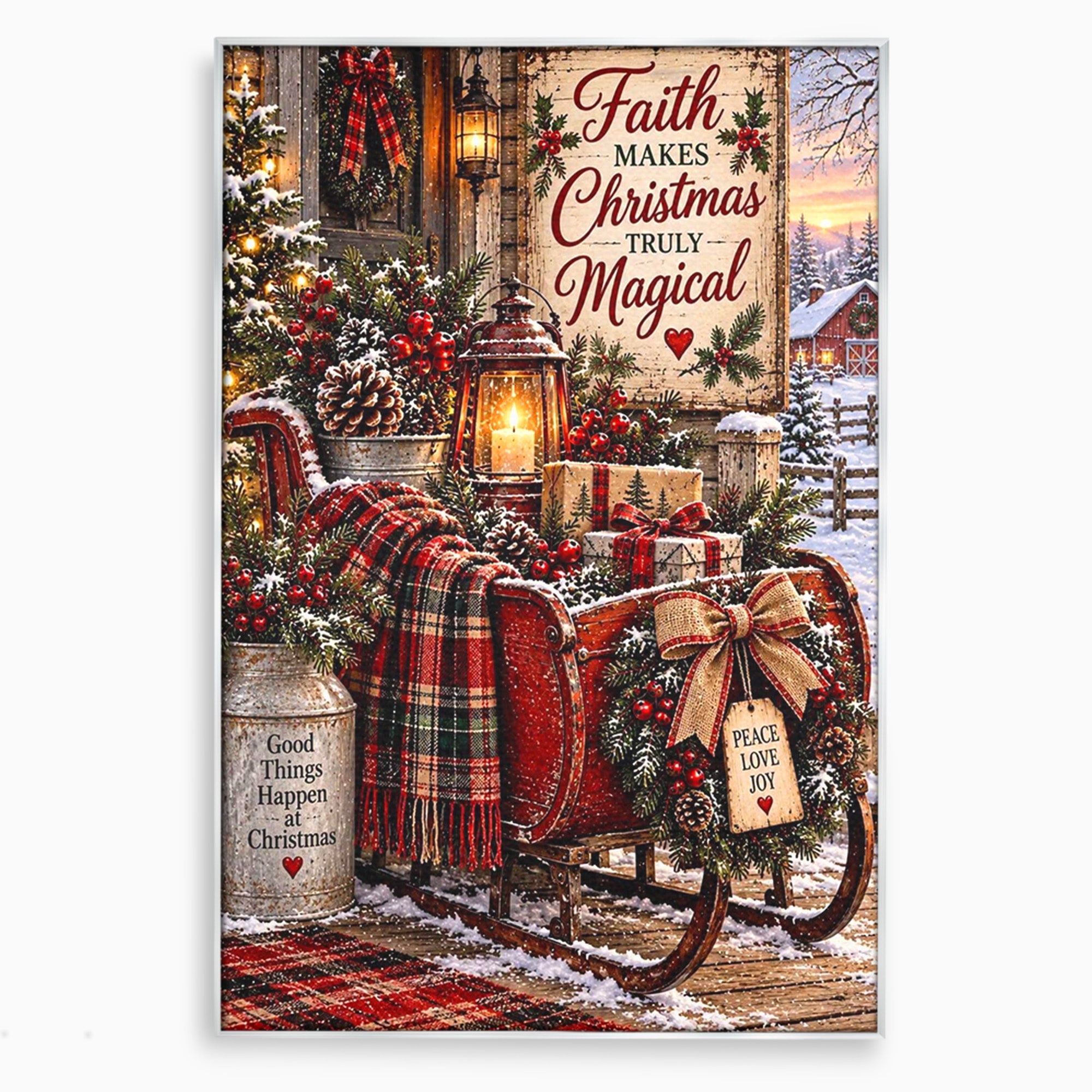 Tablou Canvas Premium LuxCanva® PI1327, Sania De Craciun, Patura, Iarna, Decor, Santa, Festiv, Culori Vibrante, Living, Dormitor