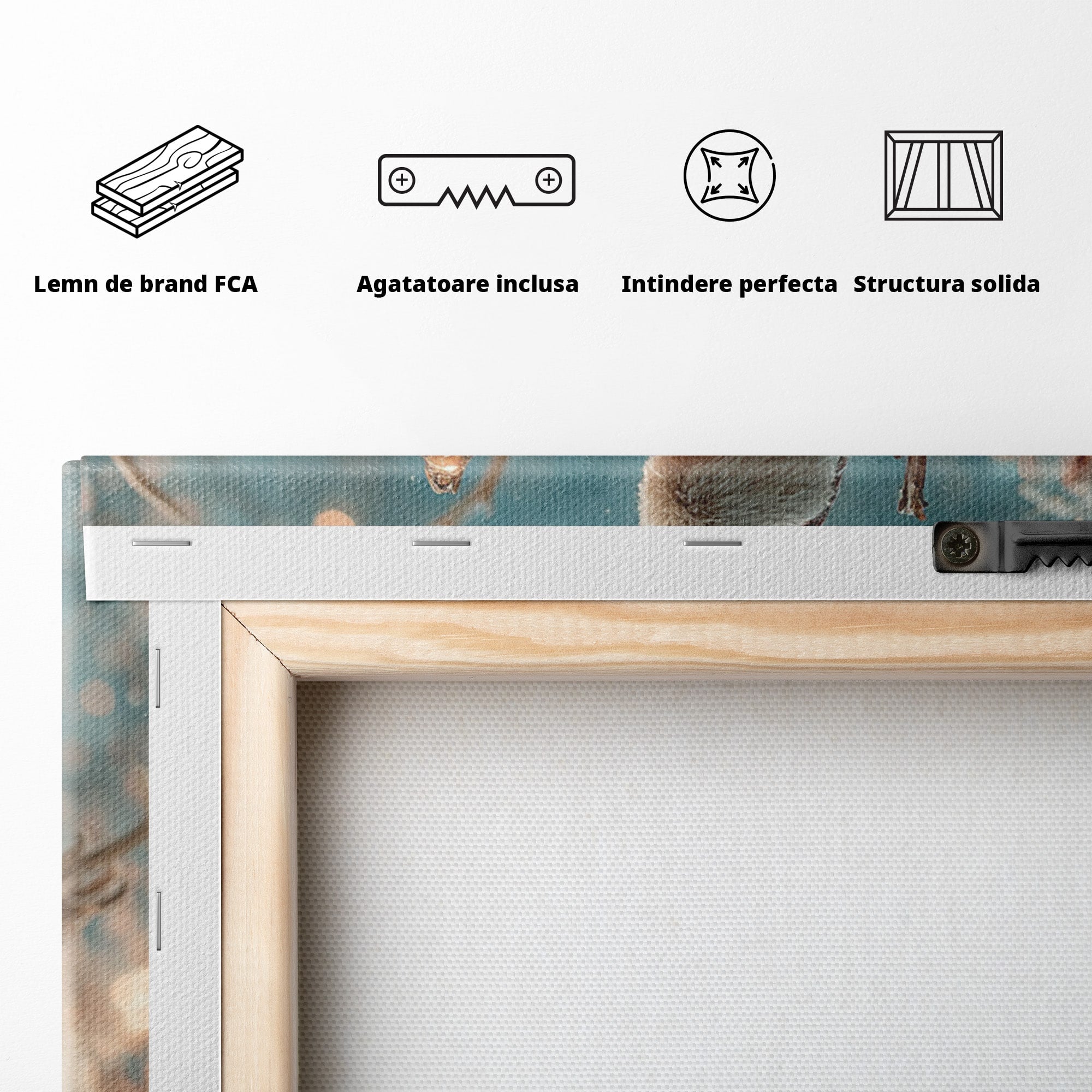 Tablou Canvas Premium LuxCanva® PI1328, Mos Craciun In Padure, Plimbare, Iarna, Padure, Magie, Ren, Sarbatori, Culori Vibrante, Living, Dormitor, Camera Copii