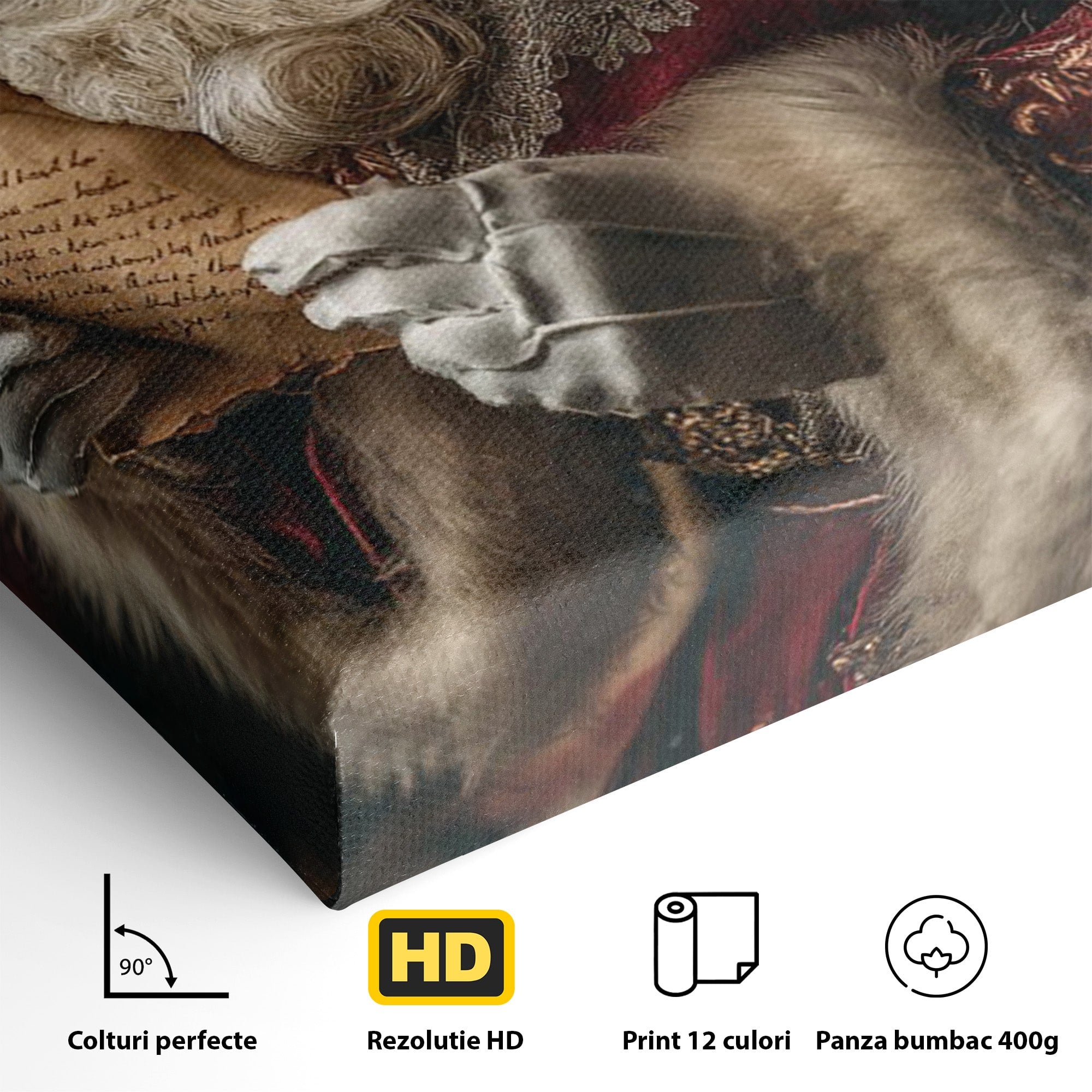 Tablou Canvas Premium LuxCanva® PI1329, Mos Craciun Citind Scrisoarea, Barba, Surpriza, Sarbatori, Traditie, Culori Vibrante, Living, Dormitor, Camera Copii