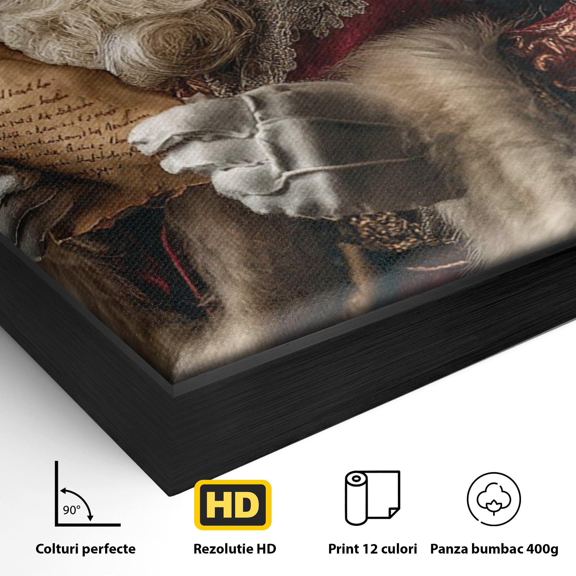 Tablou Canvas Premium LuxCanva® PI1329, Mos Craciun Citind Scrisoarea, Barba, Surpriza, Sarbatori, Traditie, Culori Vibrante, Living, Dormitor, Camera Copii
