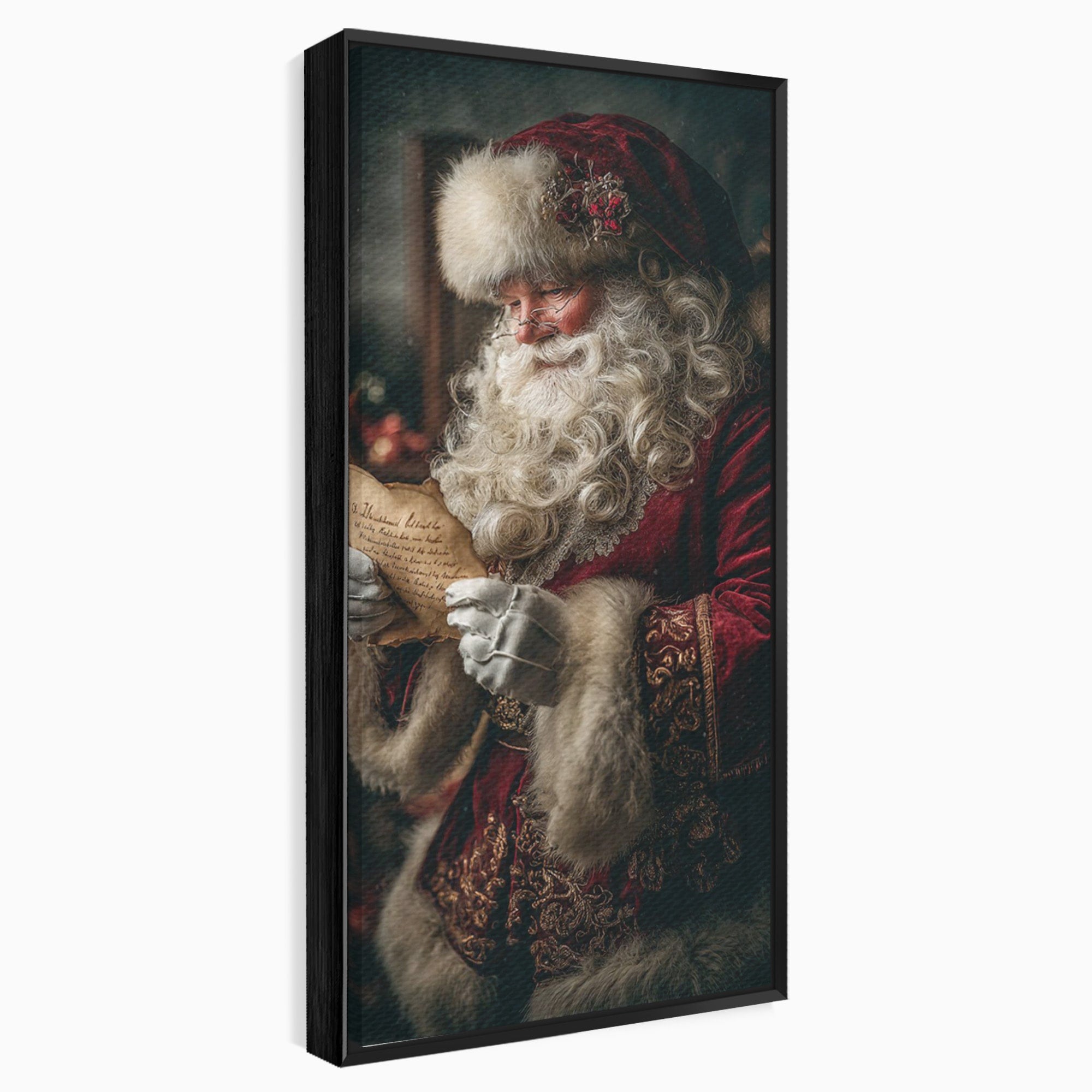 Tablou Canvas Premium LuxCanva® PI1329, Mos Craciun Citind Scrisoarea, Barba, Surpriza, Sarbatori, Traditie, Culori Vibrante, Living, Dormitor, Camera Copii