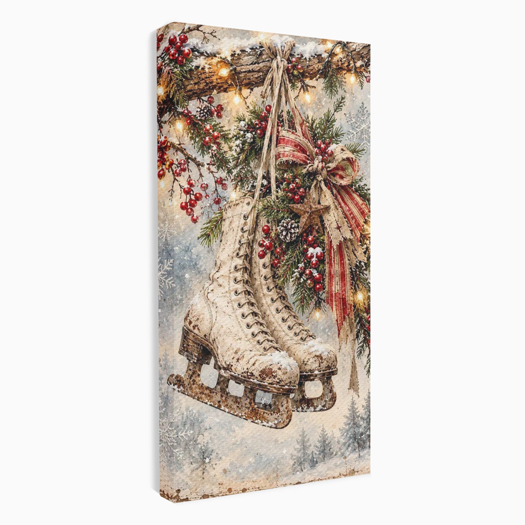 Tablou Canvas Premium LuxCanva® PI1330, Patine De Craciun, Patinoar, Iarna, Decor Festiv, Craciun, Traditie, Natura, Culori Vibrante, Living, Dormitor, Camera Copii