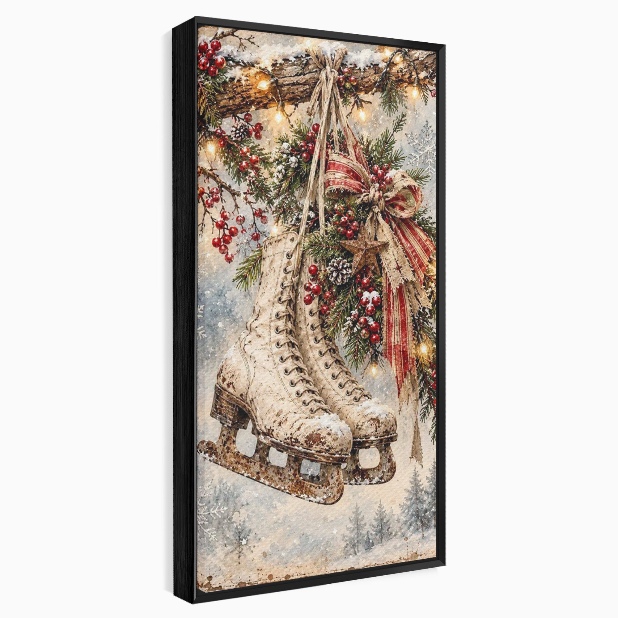 Tablou Canvas Premium LuxCanva® PI1330, Patine De Craciun, Patinoar, Iarna, Decor Festiv, Craciun, Traditie, Natura, Culori Vibrante, Living, Dormitor, Camera Copii