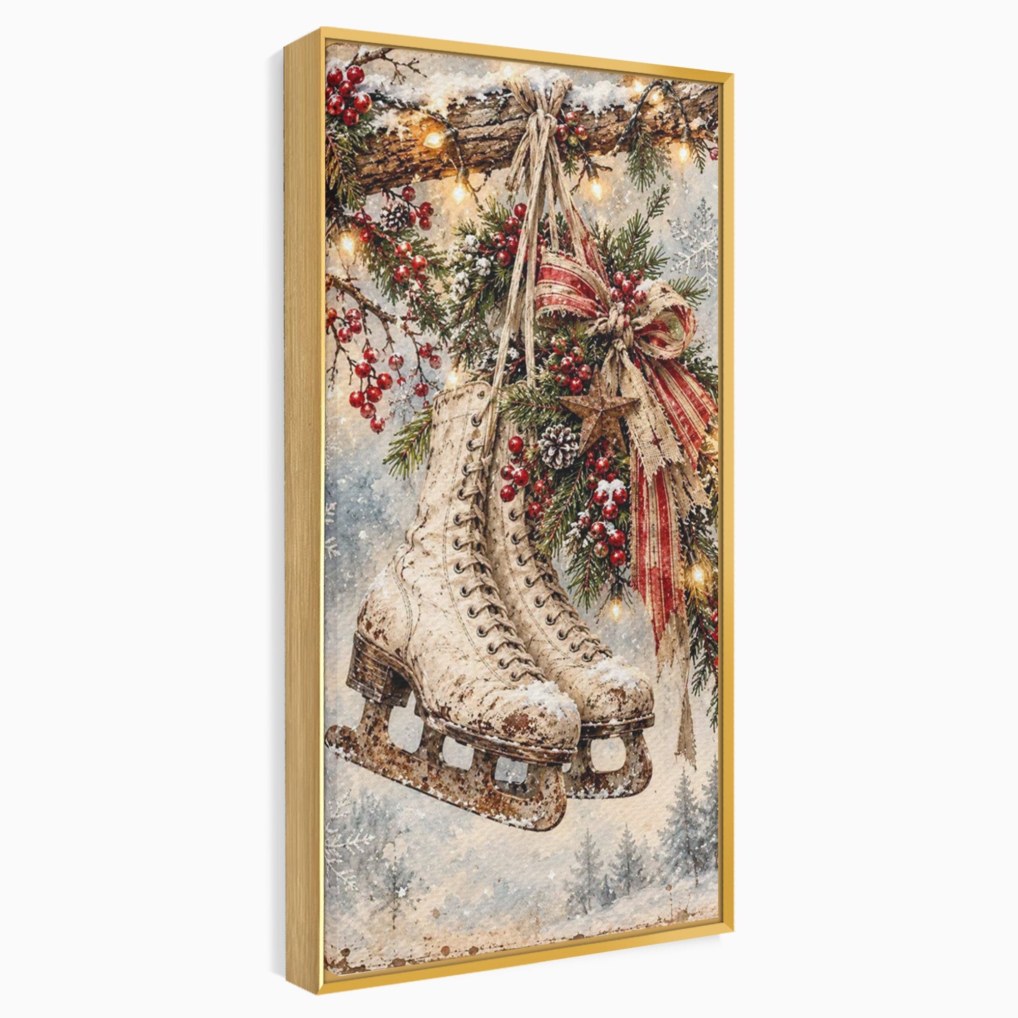 Tablou Canvas Premium LuxCanva® PI1330, Patine De Craciun, Patinoar, Iarna, Decor Festiv, Craciun, Traditie, Natura, Culori Vibrante, Living, Dormitor, Camera Copii