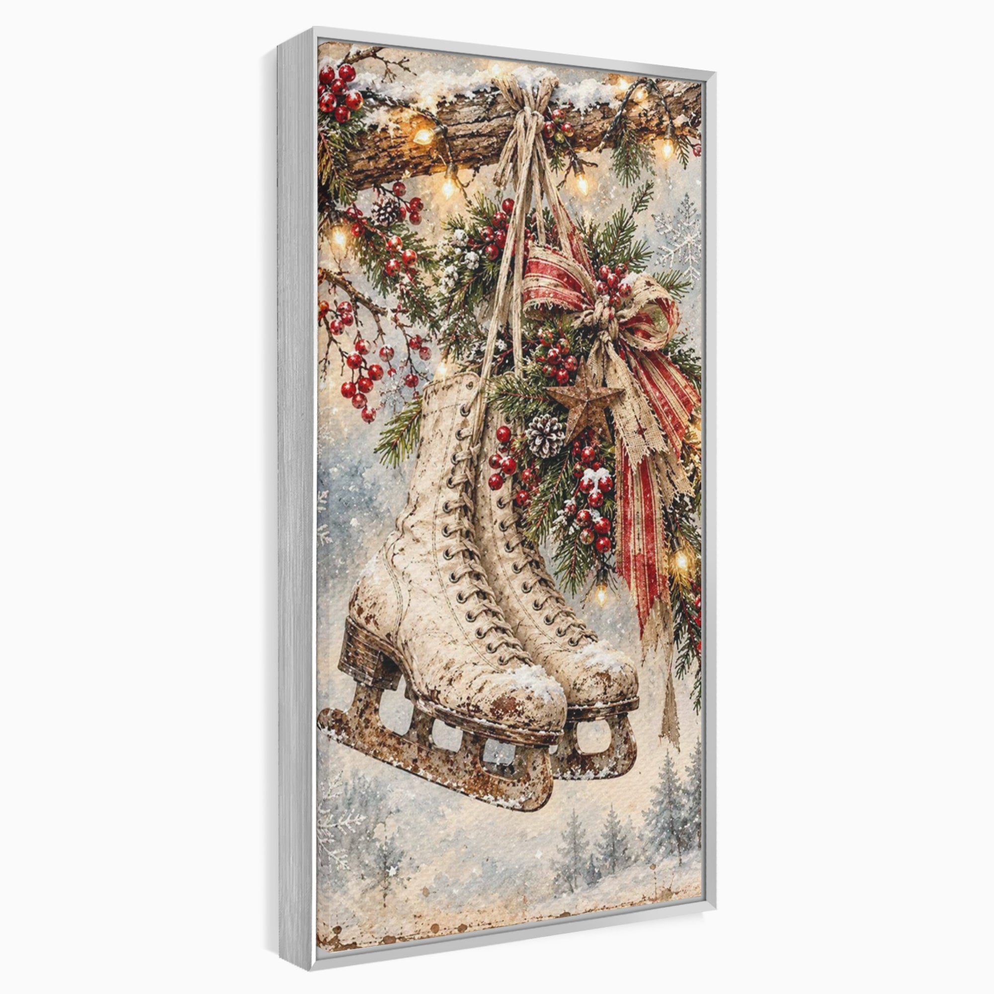 Tablou Canvas Premium LuxCanva® PI1330, Patine De Craciun, Patinoar, Iarna, Decor Festiv, Craciun, Traditie, Natura, Culori Vibrante, Living, Dormitor, Camera Copii