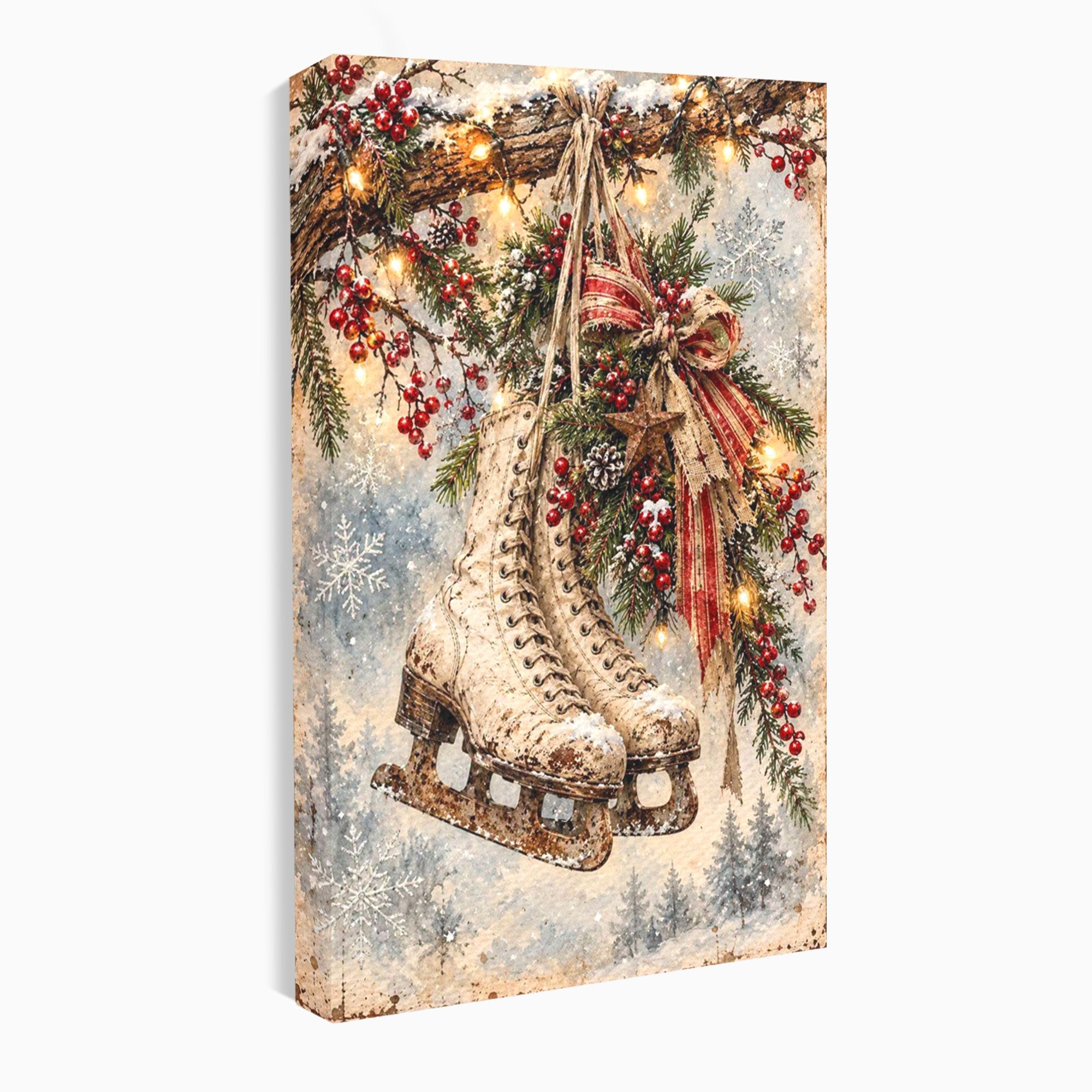 Tablou Canvas Premium LuxCanva® PI1330, Patine De Craciun, Patinoar, Iarna, Decor Festiv, Craciun, Traditie, Natura, Culori Vibrante, Living, Dormitor, Camera Copii