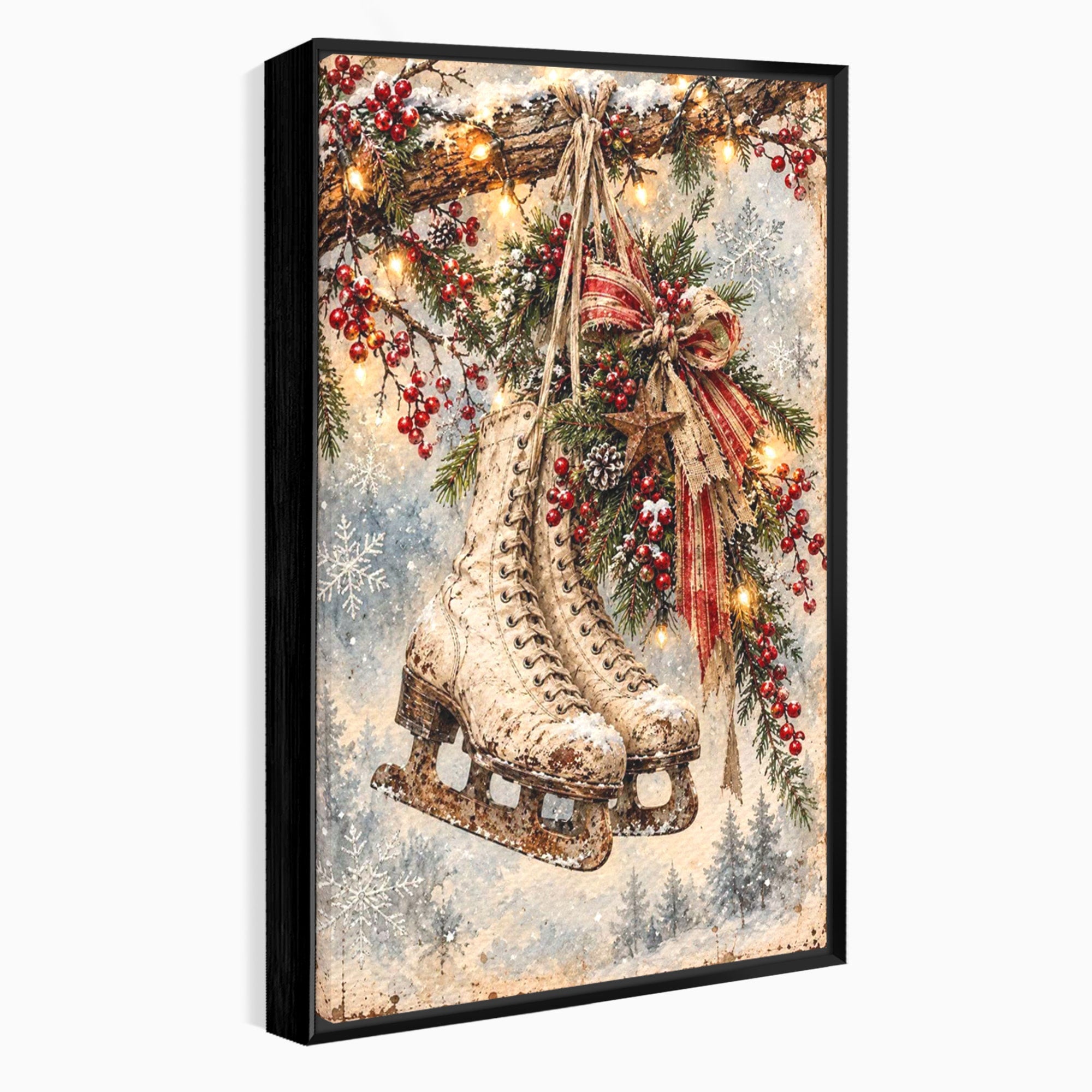 Tablou Canvas Premium LuxCanva® PI1330, Patine De Craciun, Patinoar, Iarna, Decor Festiv, Craciun, Traditie, Natura, Culori Vibrante, Living, Dormitor, Camera Copii